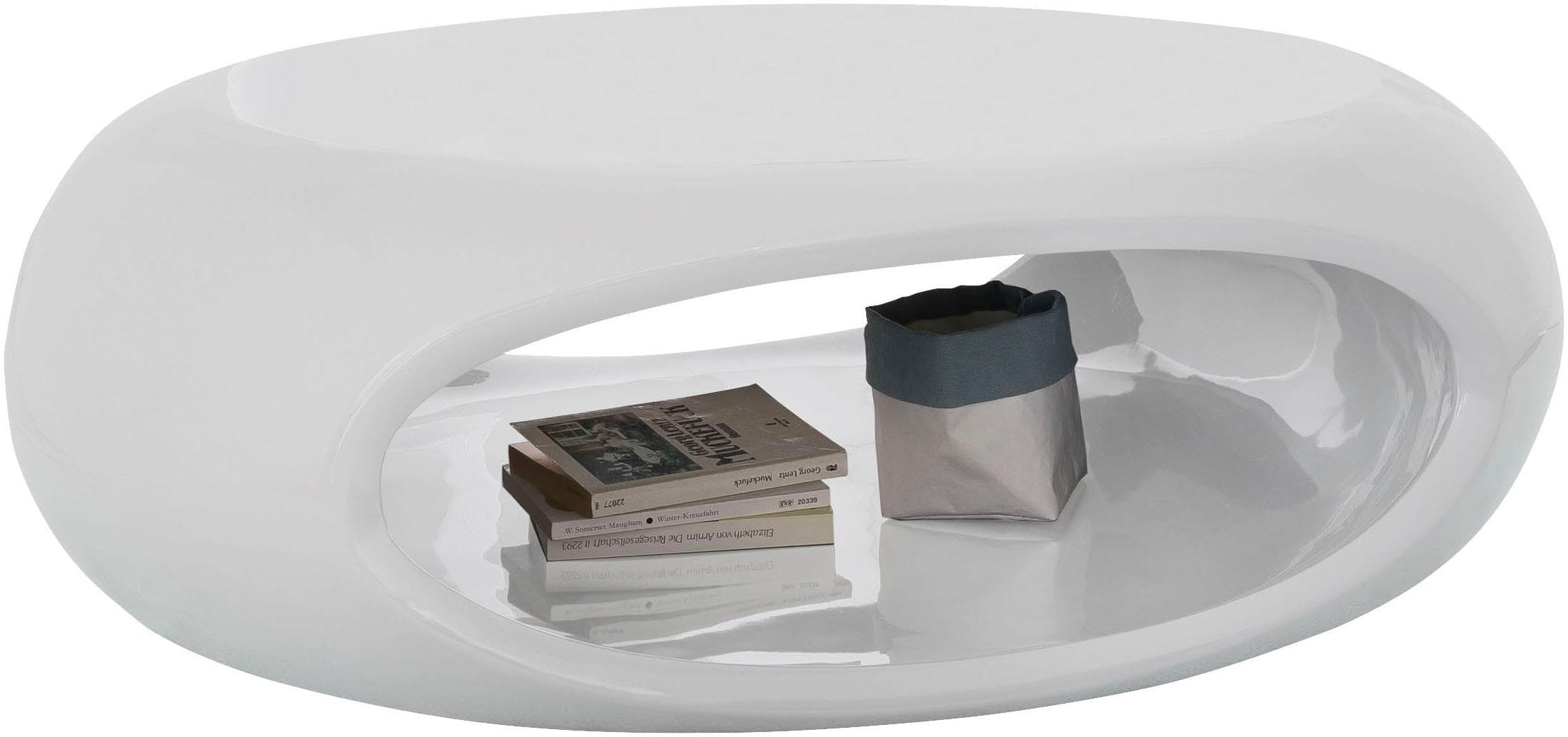 SalesFever Couchtisch Weiß Hochglänzend Fiberglas