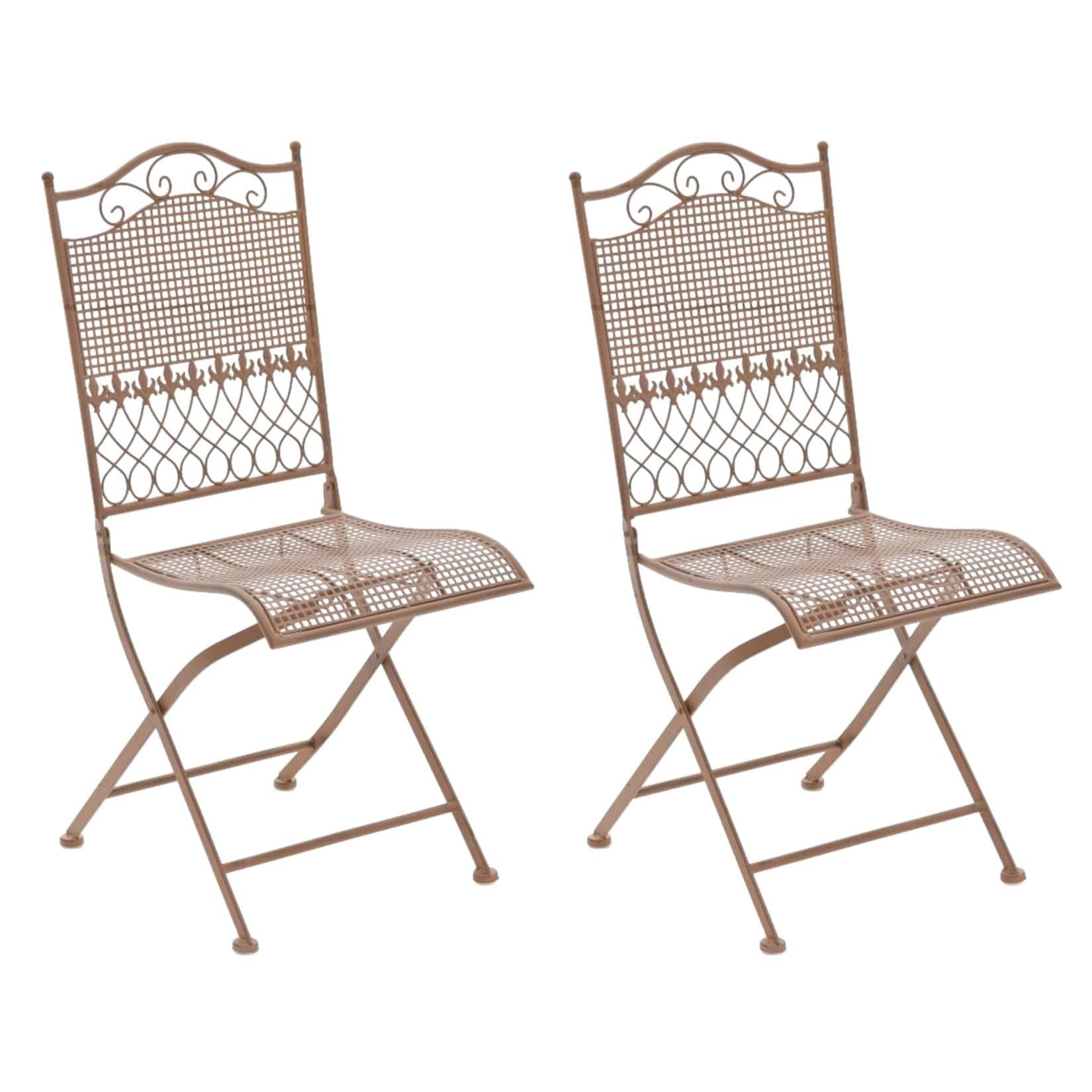 CLP 2er Set Eisen-Gartenstühle Kiran I Klappstühle mit Verzierungen