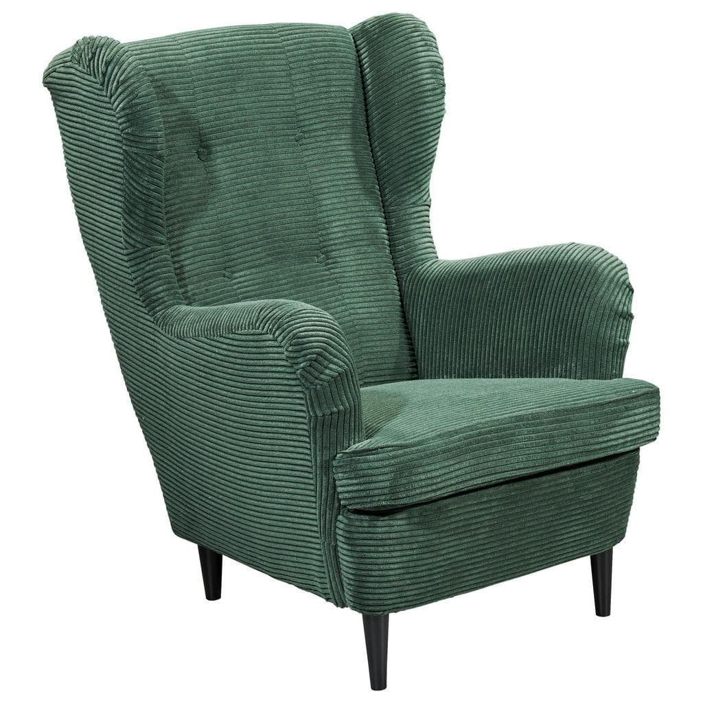 Carryhome Ohrensessel Dunkelgrün Cord-Bezug