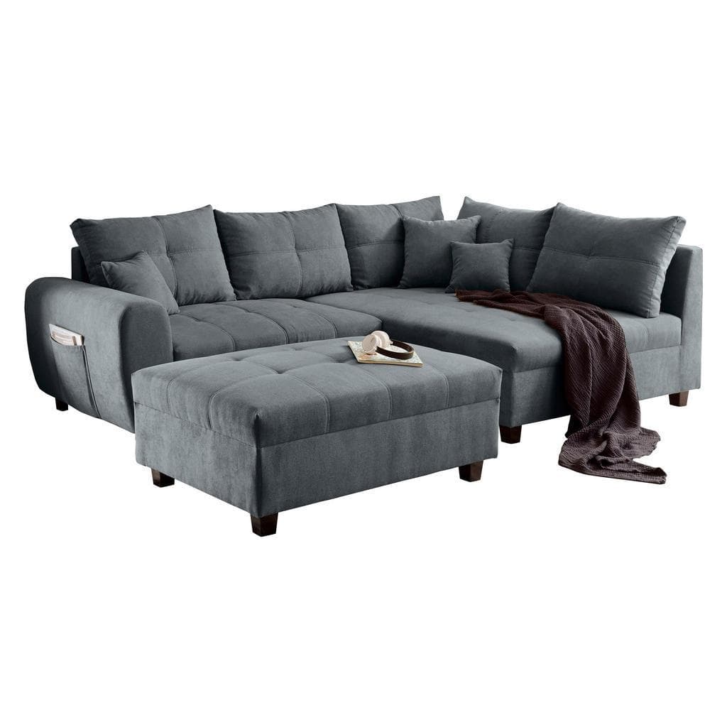 Mid.you Ecksofa Anthrazit L-Form mit Schlaffunktion