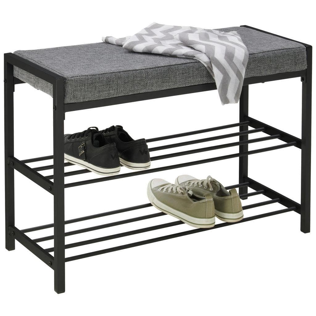 Carryhome Schuhbank Schwarz Dunkelgrau Metall Textil