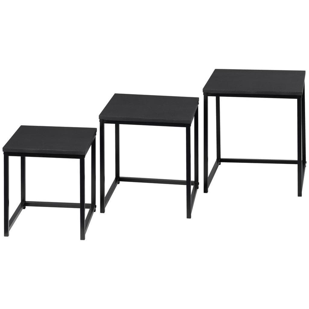 Mid.you Satztisch Anthrazit Metall Holzwerkstoff 3-teilig Quadratisch Einfacher Aufbau