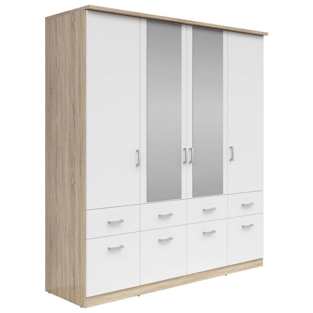 Boxxx Kleiderschrank Weiß Sonoma Eiche Kunststoff 4 Fächer 8 Schubladen