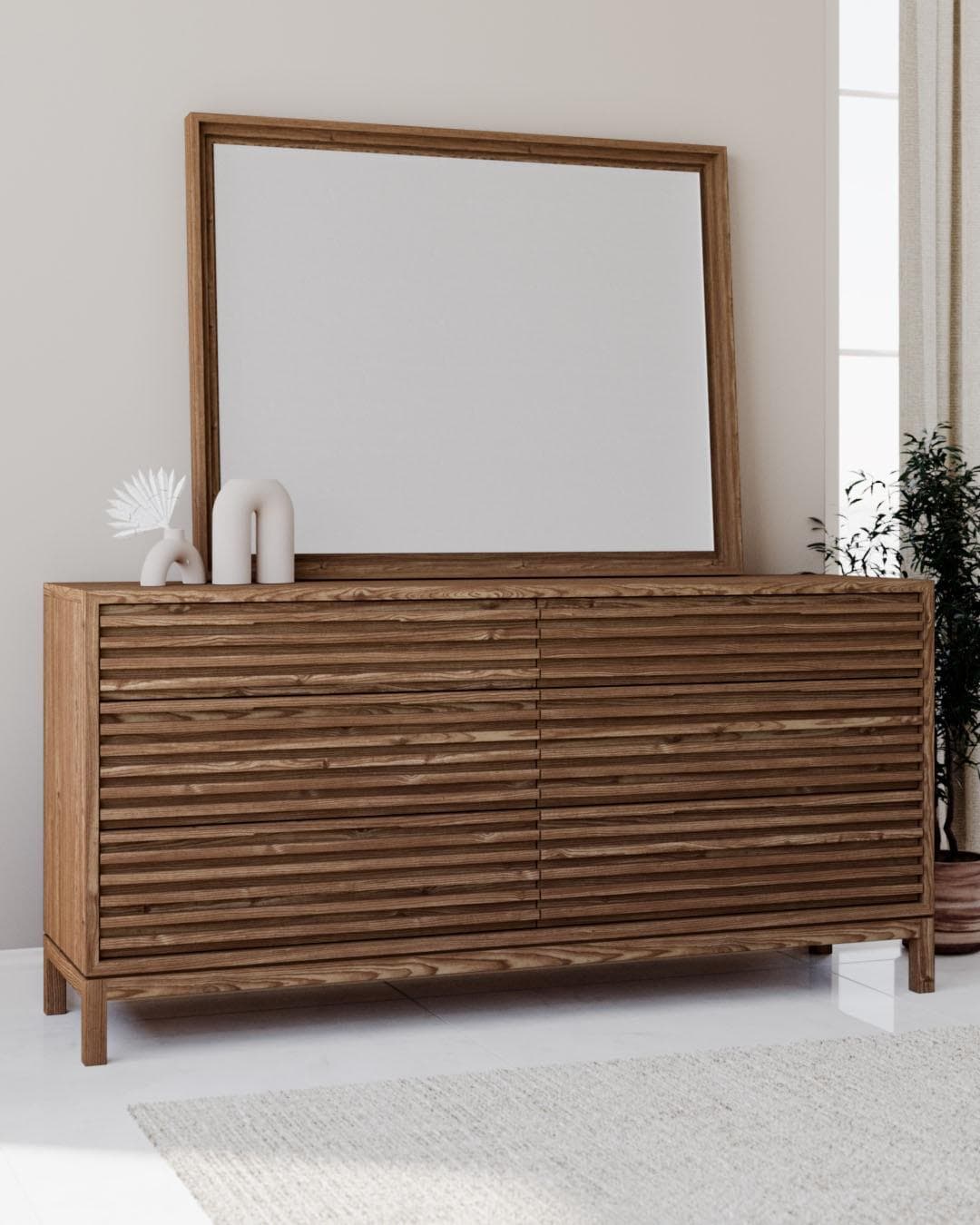 Kommode ANDAS Tanner aus Eschenholz mit sechs Schubladen