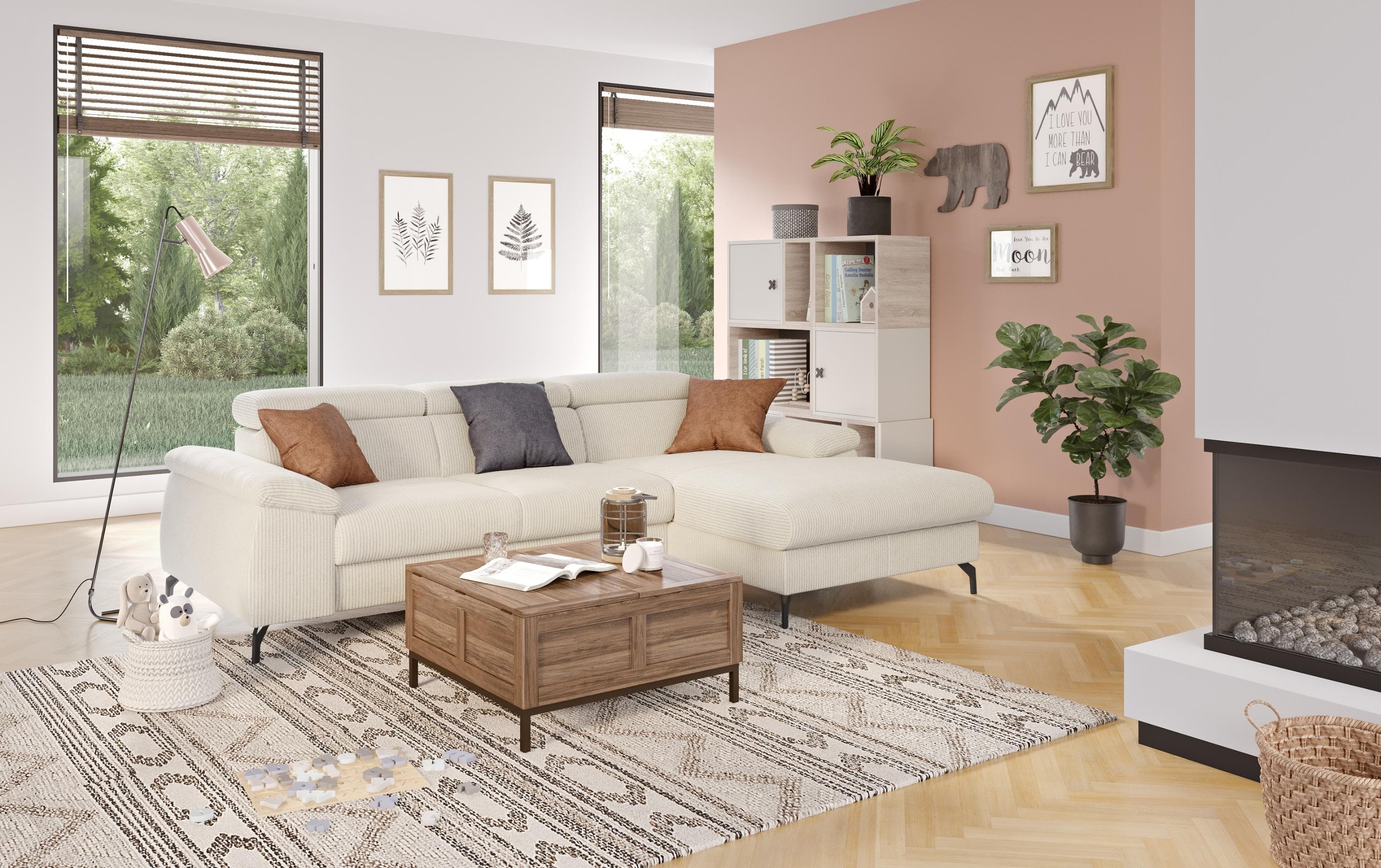 COTTA Ecksofa Kitty L-Form mit Kopfteilverstellung und Bettfunktion