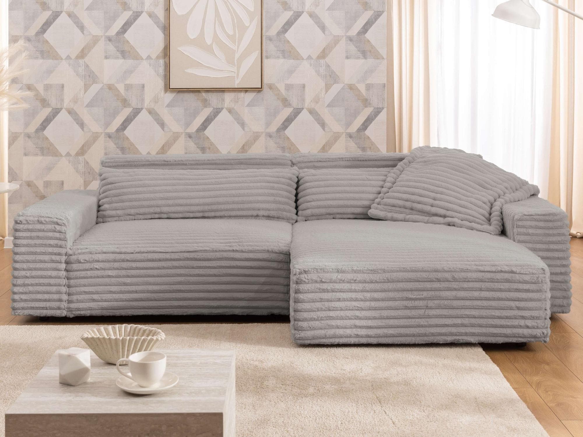 Ecksofa OTTO HOME "KINLEE" Design-Sofa mit Recamiere, grau, L-Form
