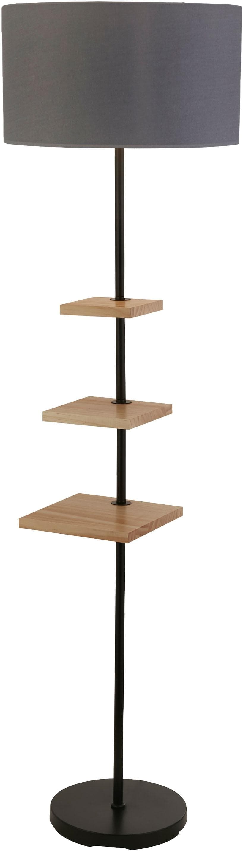 Searchlight Norfolk Shelf Stehleuchte Schwarz Helles Holz Weiß Grau