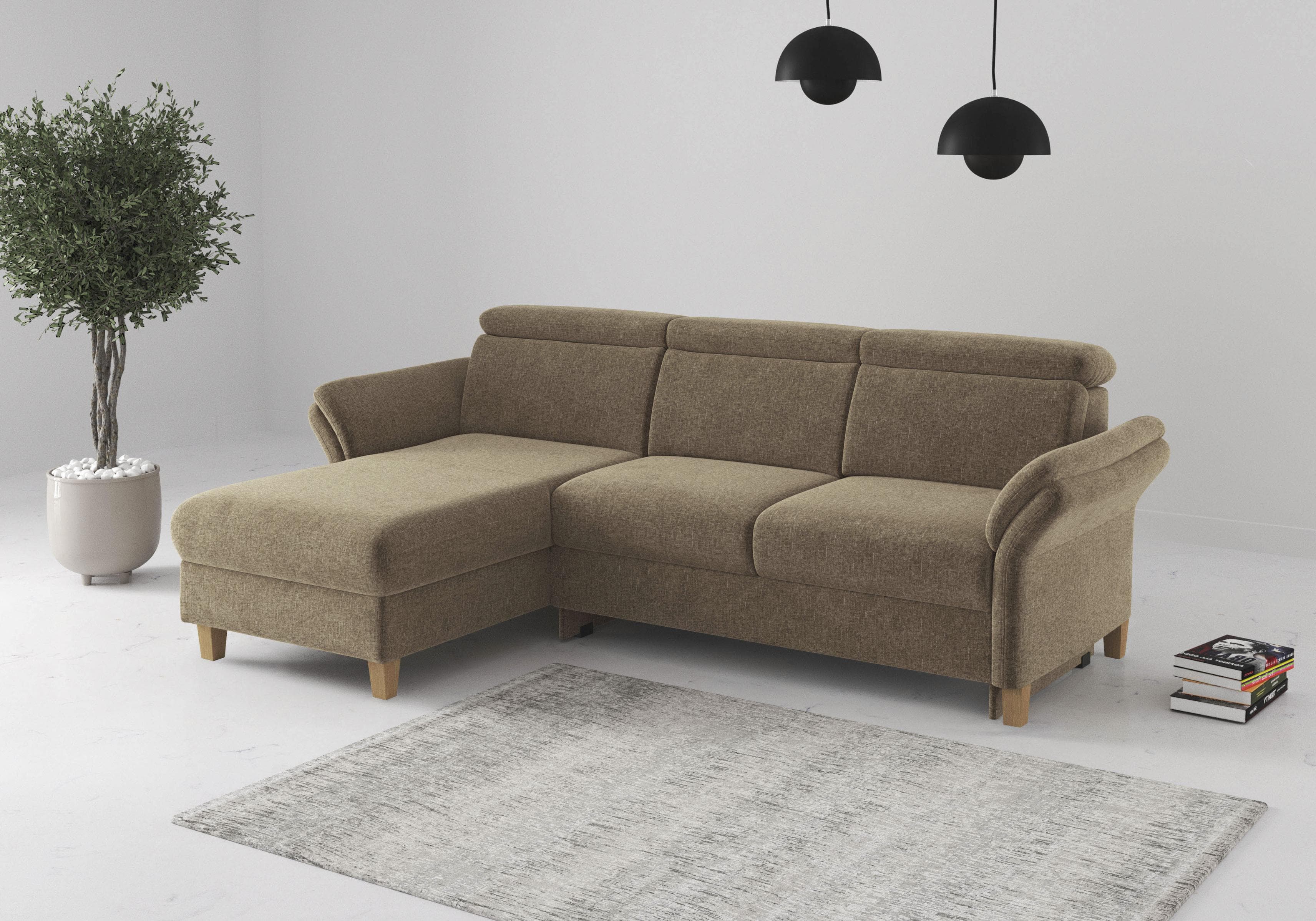 HOME AFFAIRE Ecksofa Glendale L-Form Hellbraun Federkernpolsterung