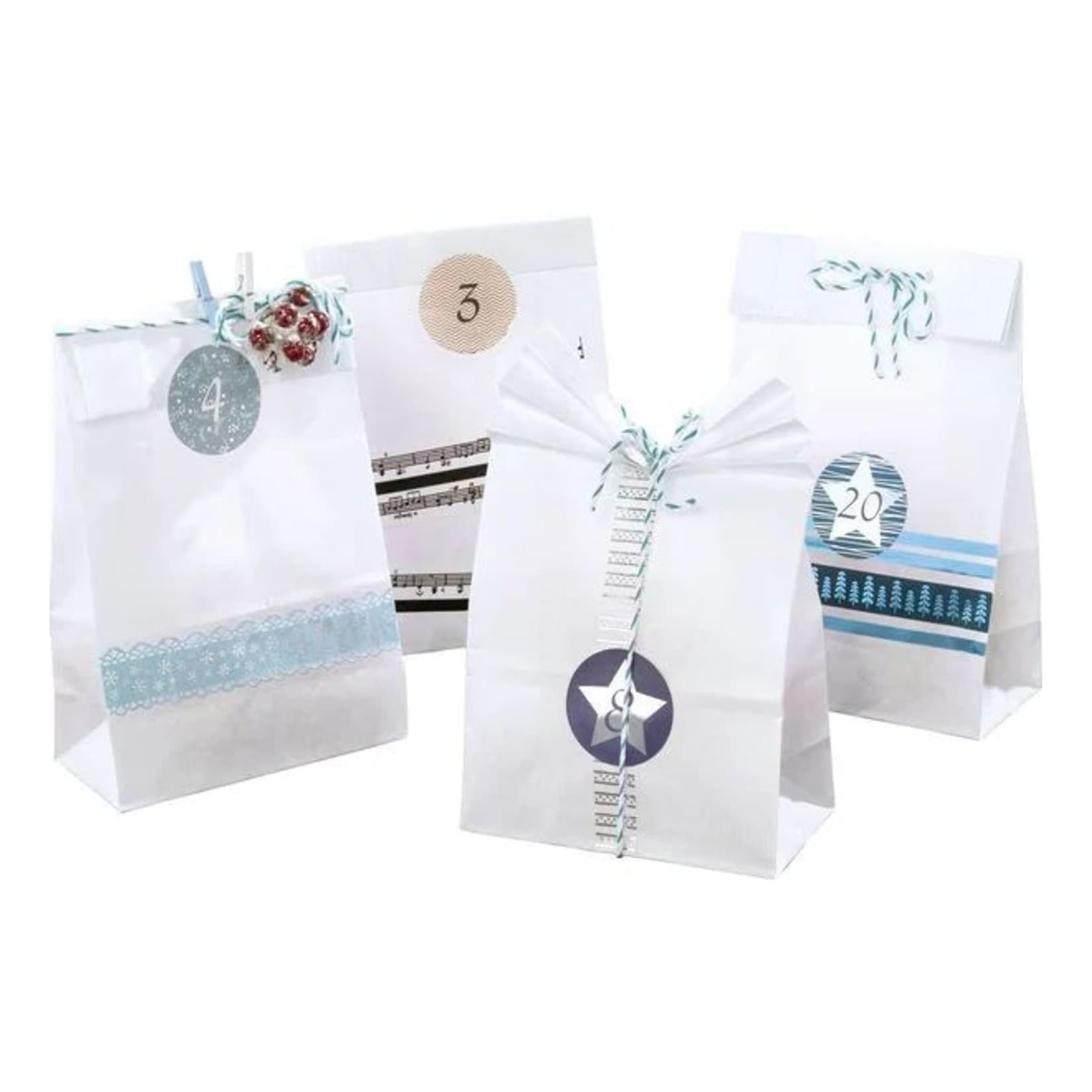 Folia Bastelset Adventskalender Geschenktüten Weiß Papier