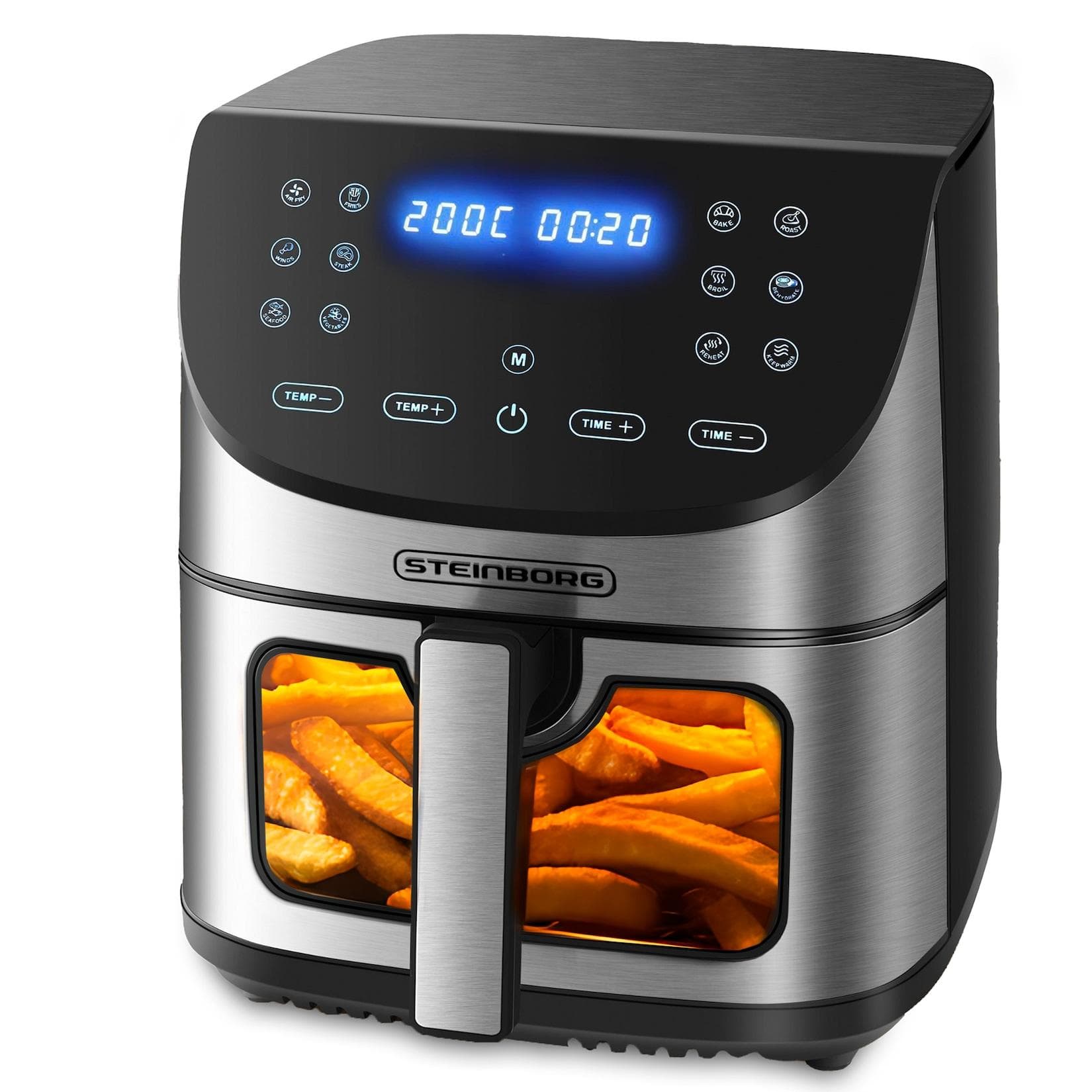 Steinborg 4in1 Heißluftfritteuse 8L 12 Programme 1700W Schwarz