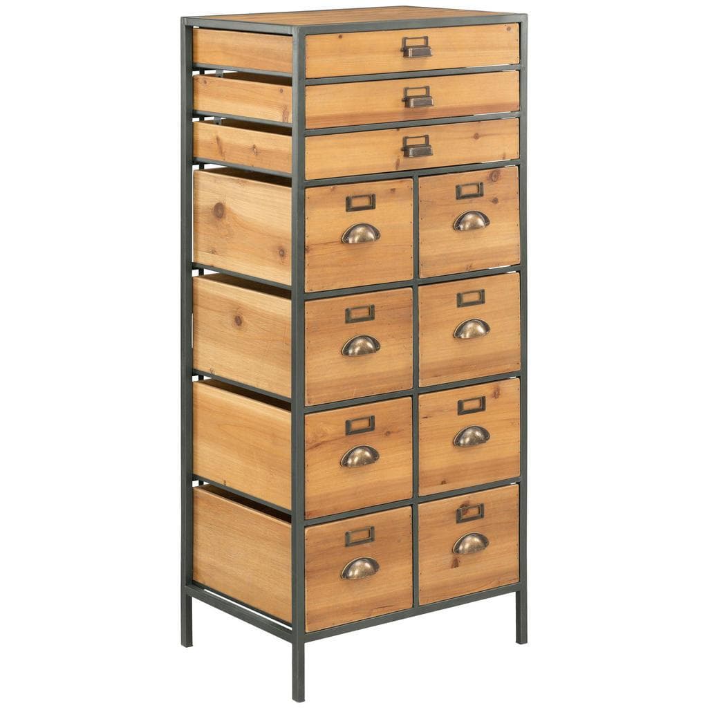 Livetastic Kommode Natur Schwarz Metall Tanne Massiv 11 Schubladen