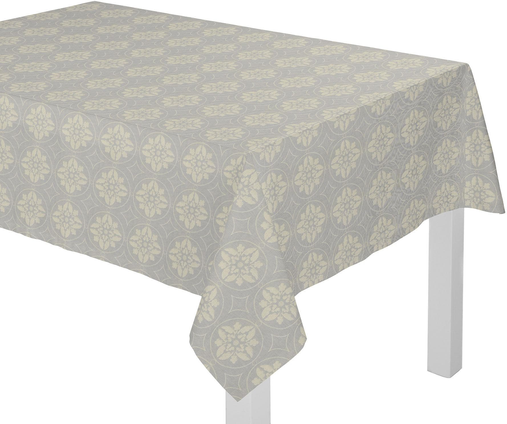 Tischdecke ADAM Romantic Puligny Light Jacquardmuster Hellgrau Bio-Baumwolle