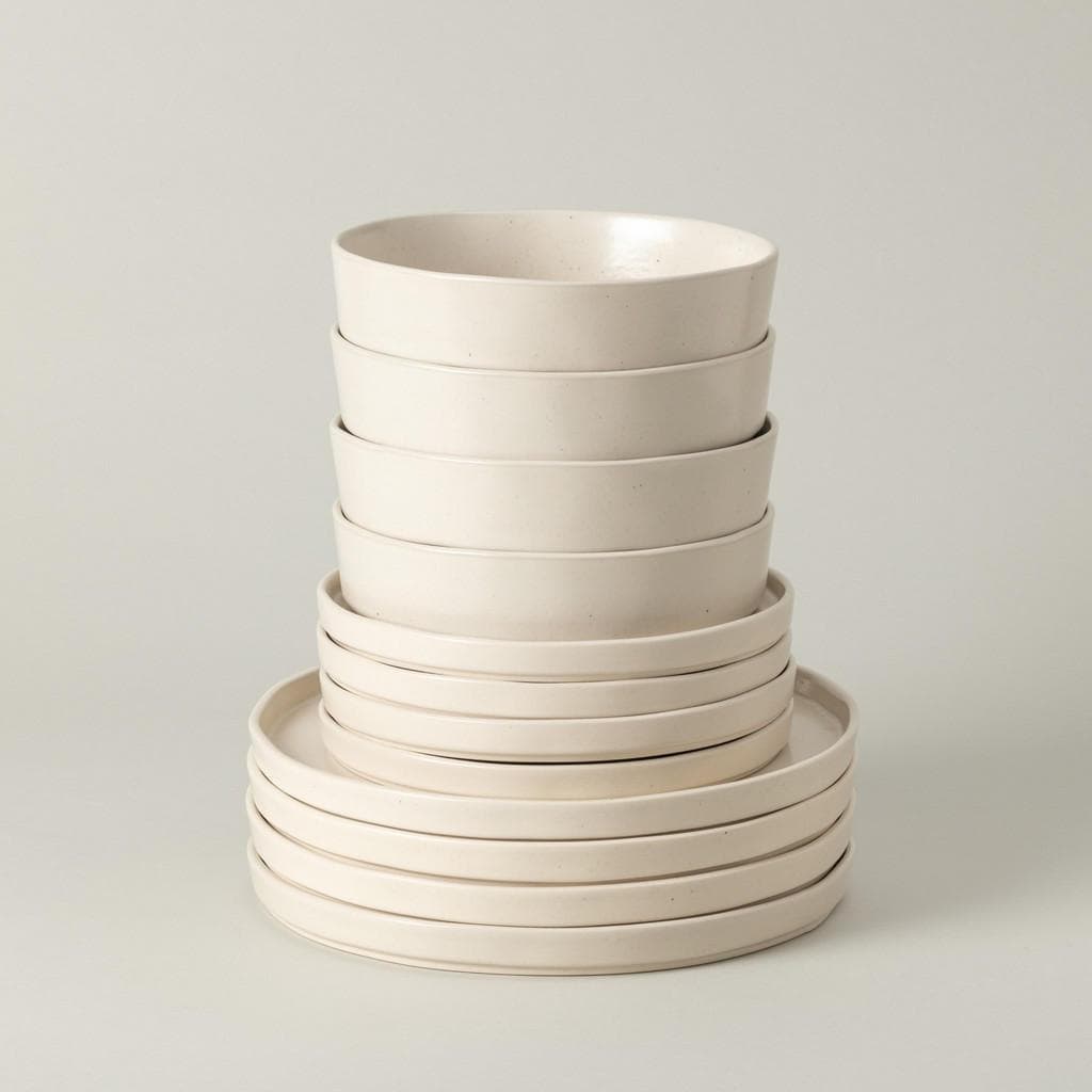 Costa Nova Kombiservice Lagoa Perlmutt Keramik 12-teilig Handmade in Europe