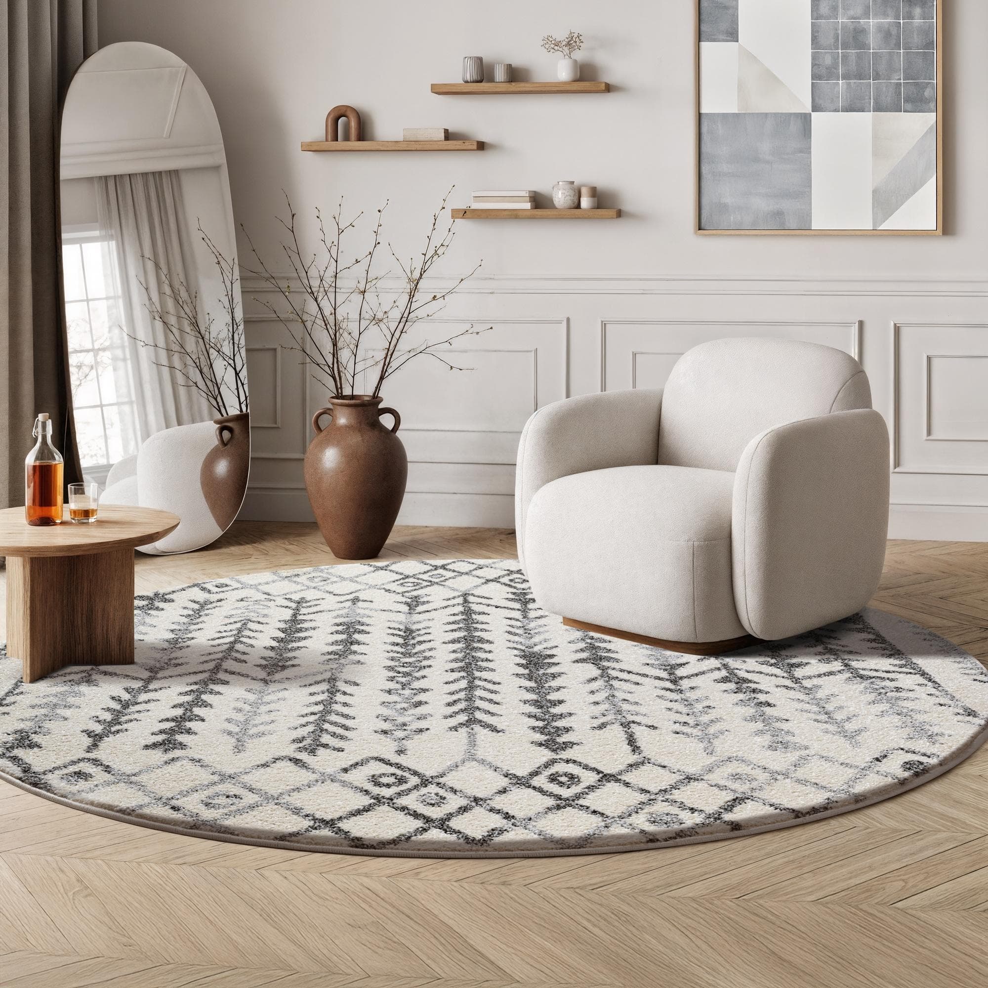 Sanat Boho 8204 Teppich Creme Kunstfaser