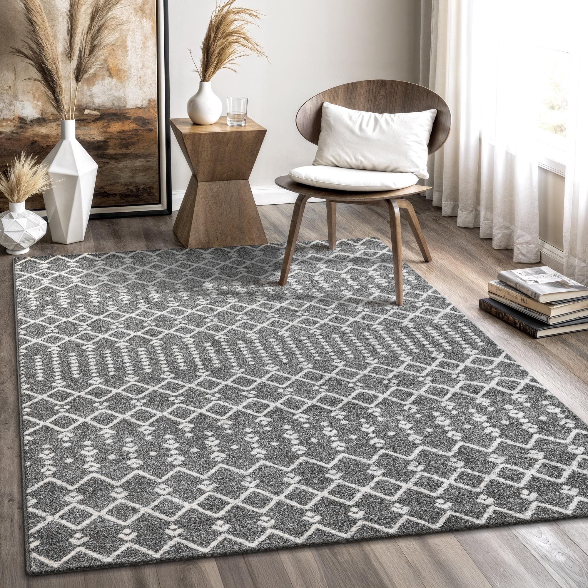 Sanat Boho 8203 Teppich Dunkelgrau