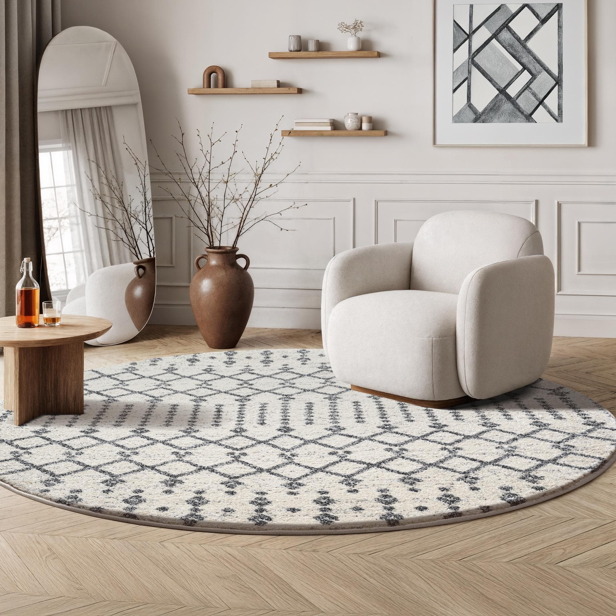 Sanat Boho 8203 Teppich Creme Skandinavisch