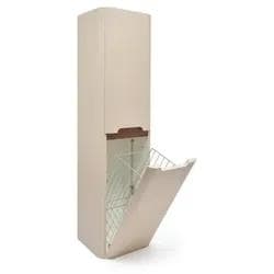 Hoher Badezimmerschrank mit Wäschekorb SAT Fusion Sandbeige Matt