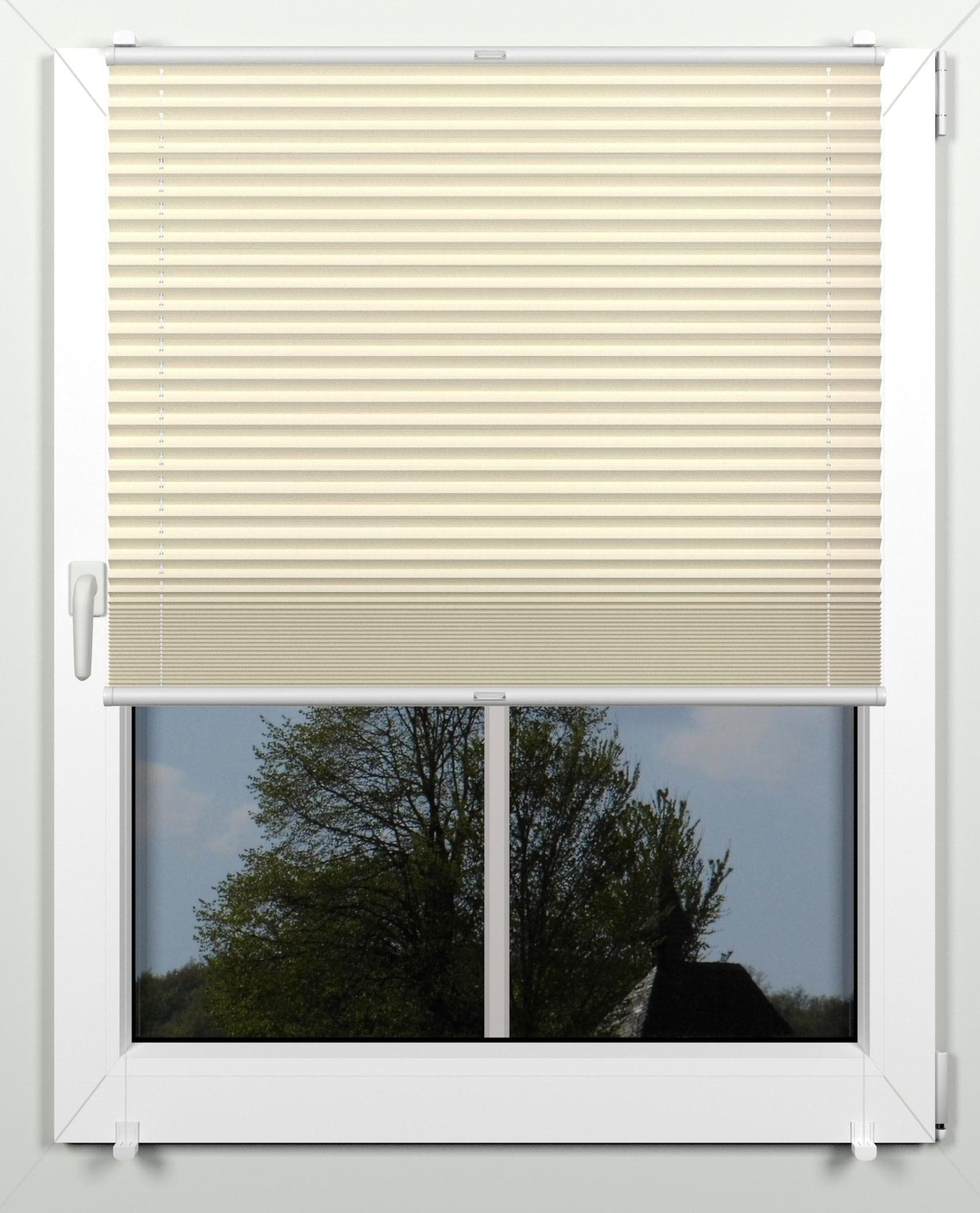 Indeko Plissee Simple Beige Weiß Klemmträger Maßanfertigung