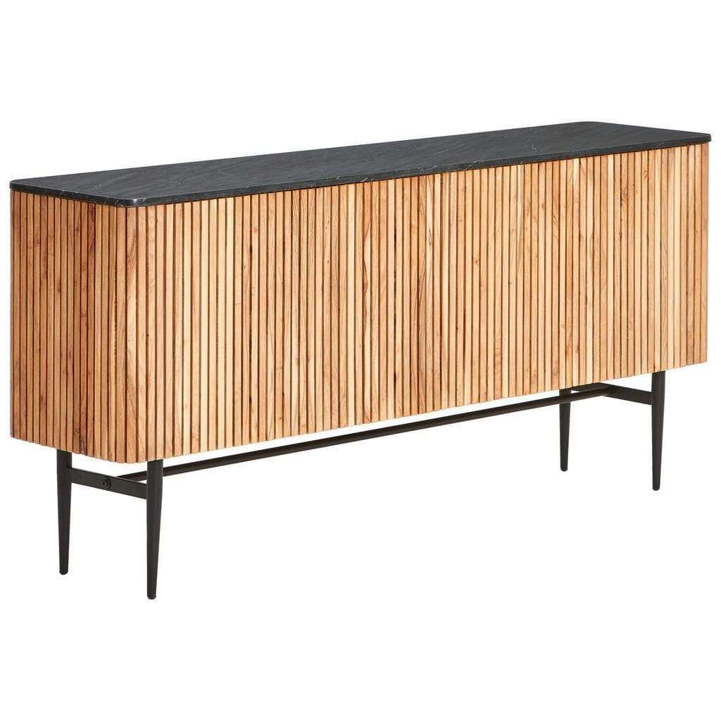 Landscape Sideboard Schwarz Akazie Holz Metall Stein