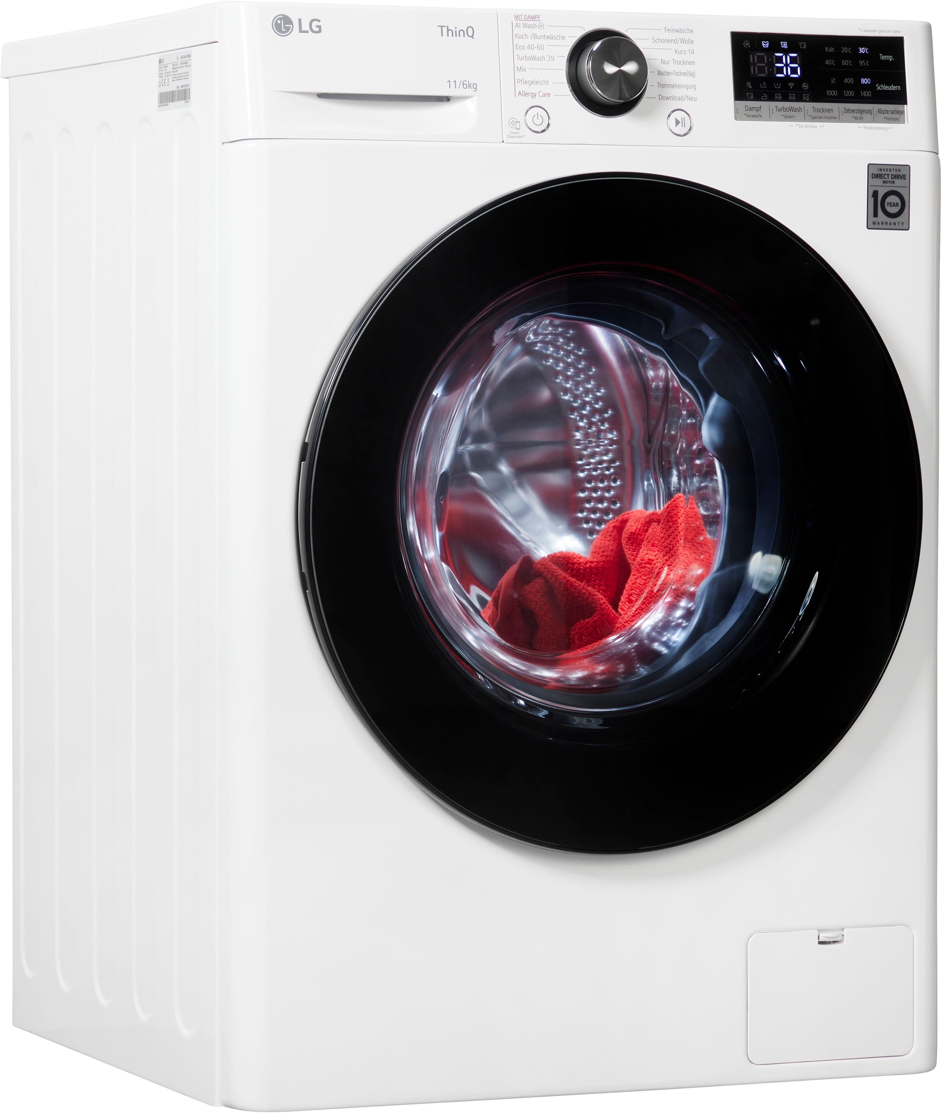 LG Waschtrockner W4WR70E6Y Schwarz/Weiß mit Steam-Funktion