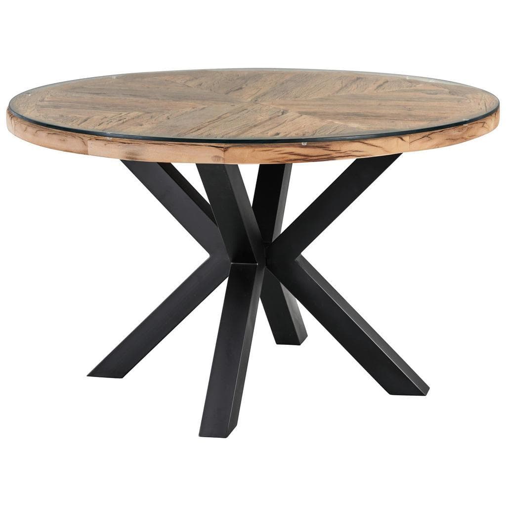 Livetastic Esstisch Altholz Glas Sternfuß