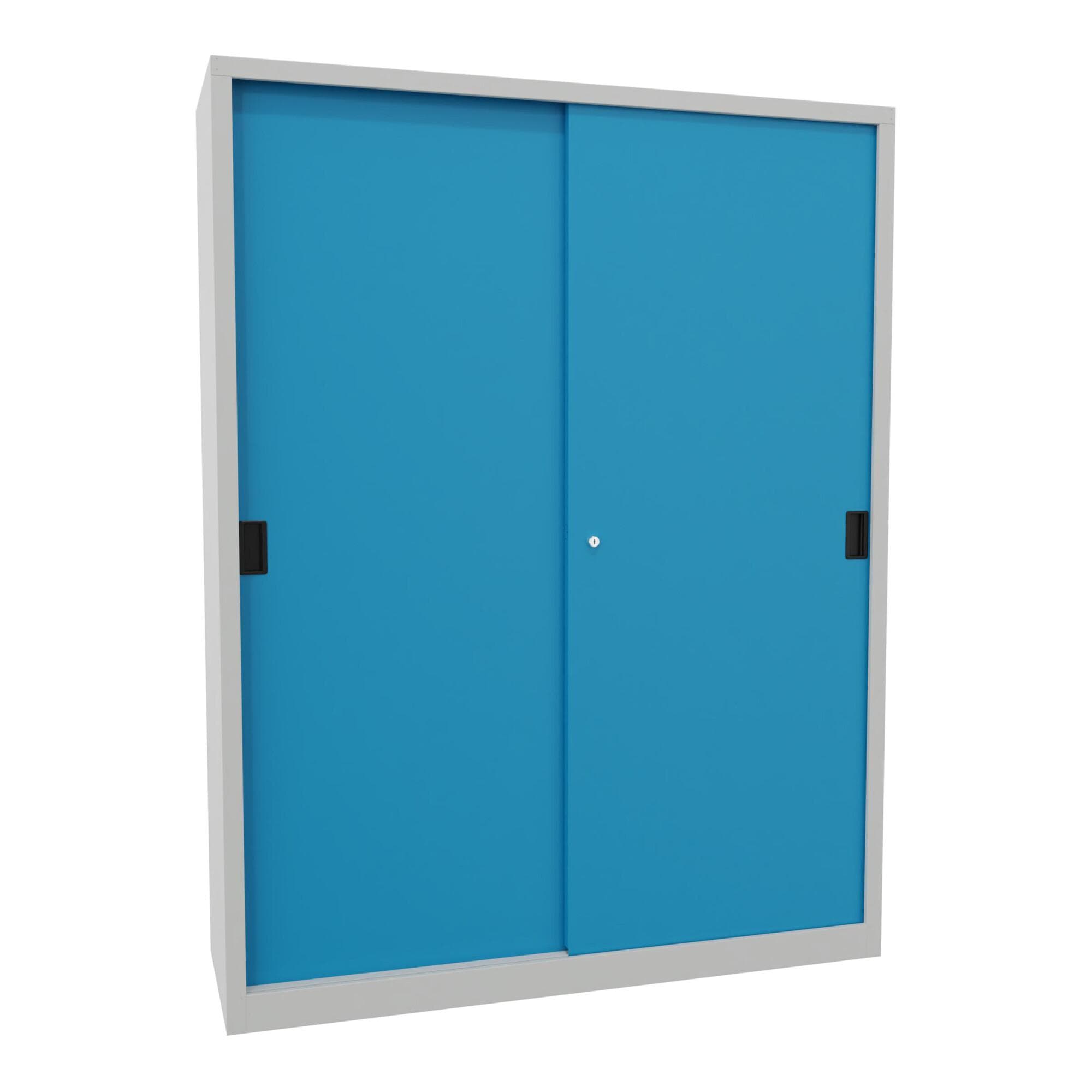 Pavoy Schiebetürenschrank 1950x1500x500 mm 8 Böden verzinkt RAL 7035/5012