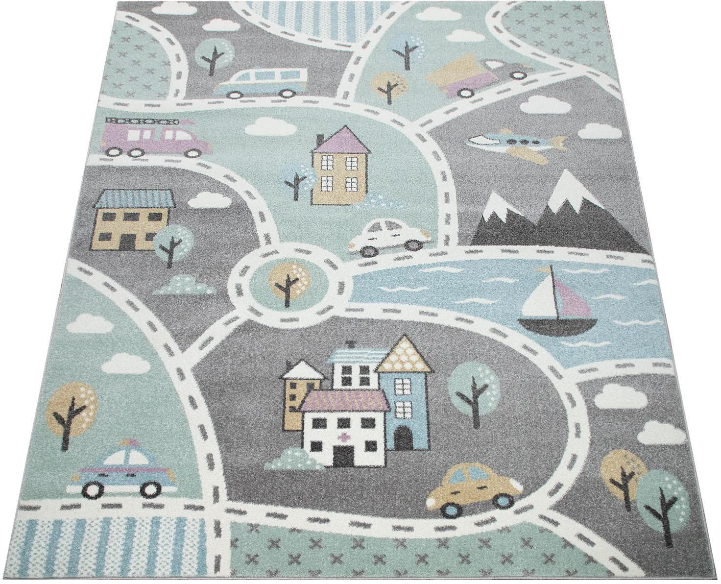 PACO HOME Kinderteppich Capri 318 Grün Runder Spielteppich