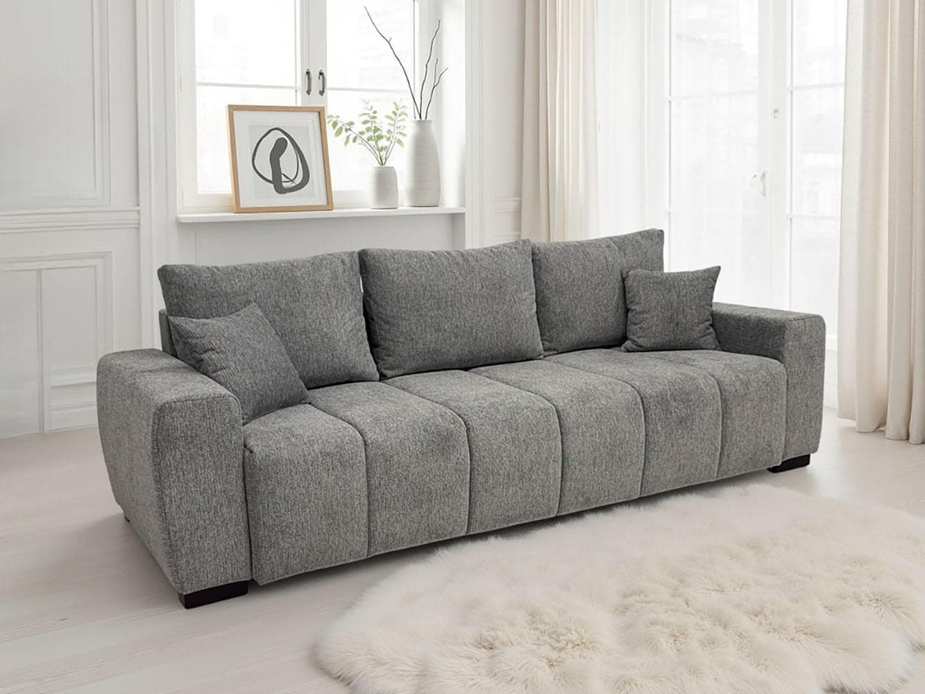 Schlafsofa HOME AFFAIRE "Bello" Grau mit Bettkasten