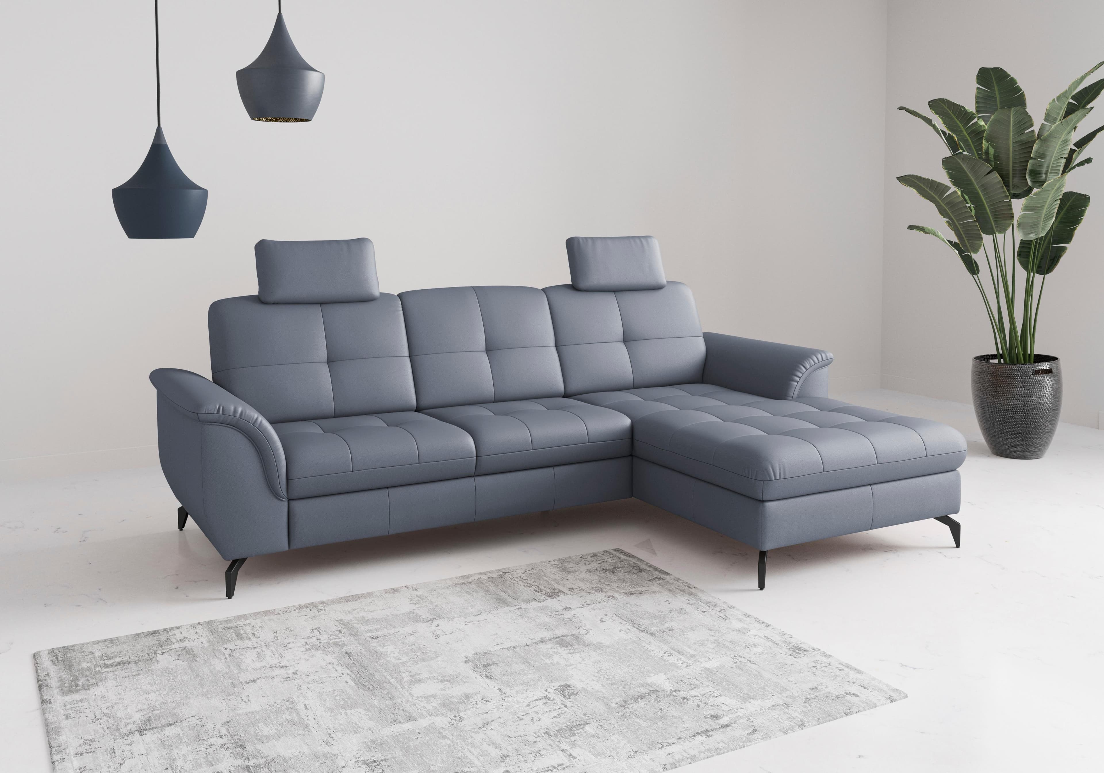 Sit & More Ecksofa Zora Graublau mit Recamiere