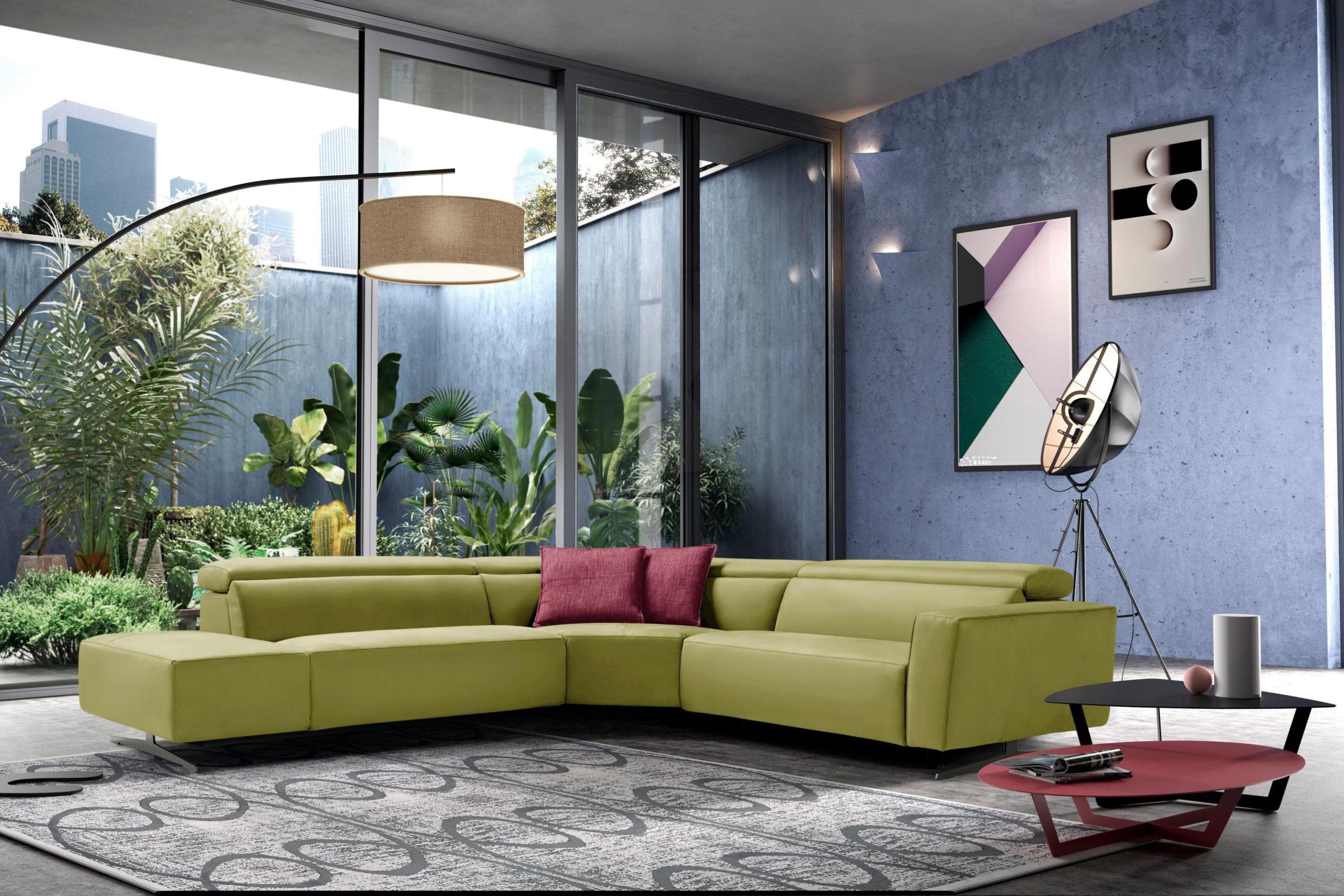 Egoitaliano Ecksofa Stefanie-e Designsofa Grün Relaxfunktion