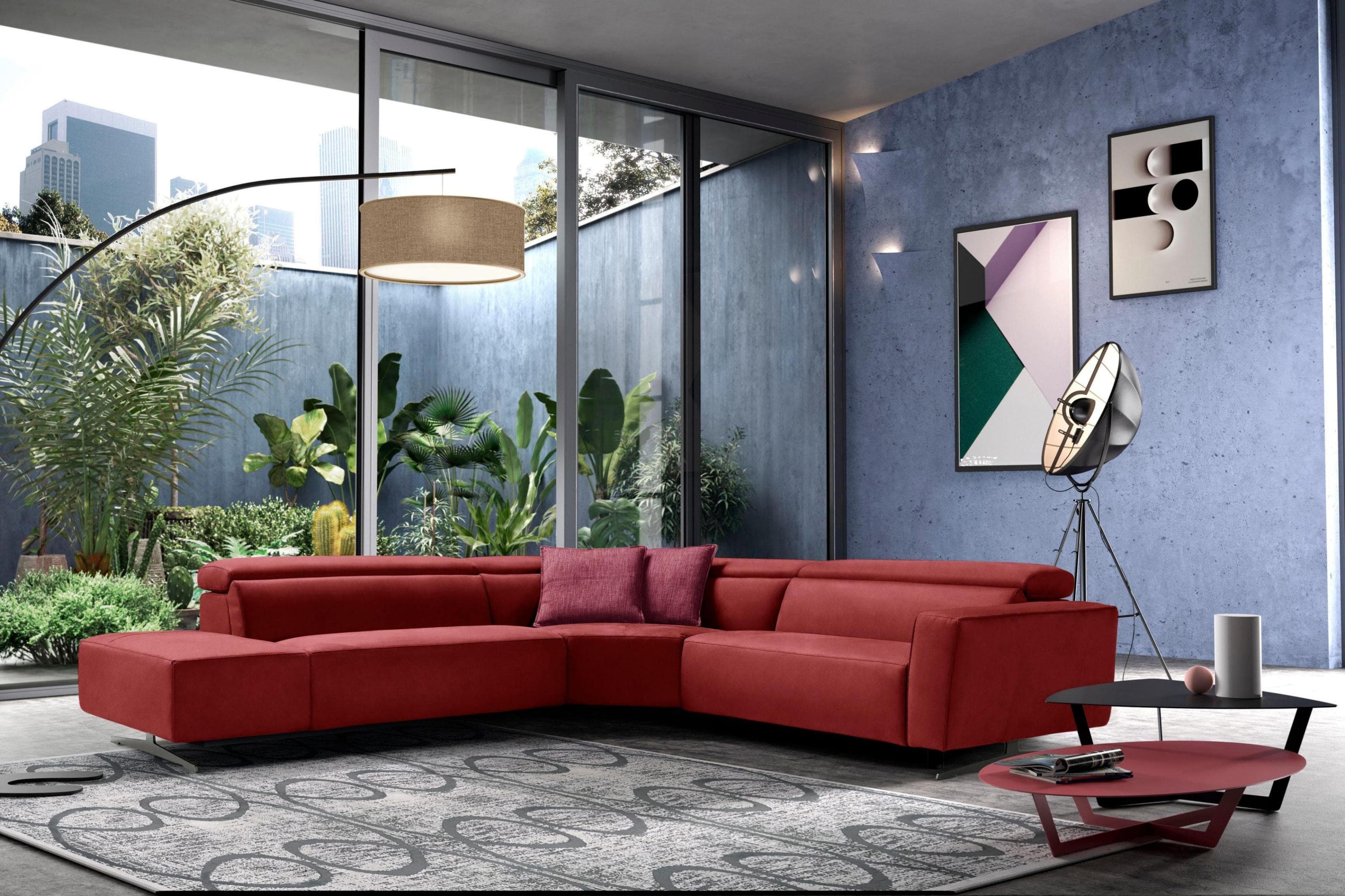 Egoitaliano Ecksofa Stefanie-e Designsofa Marsala Luxus-Microfaser