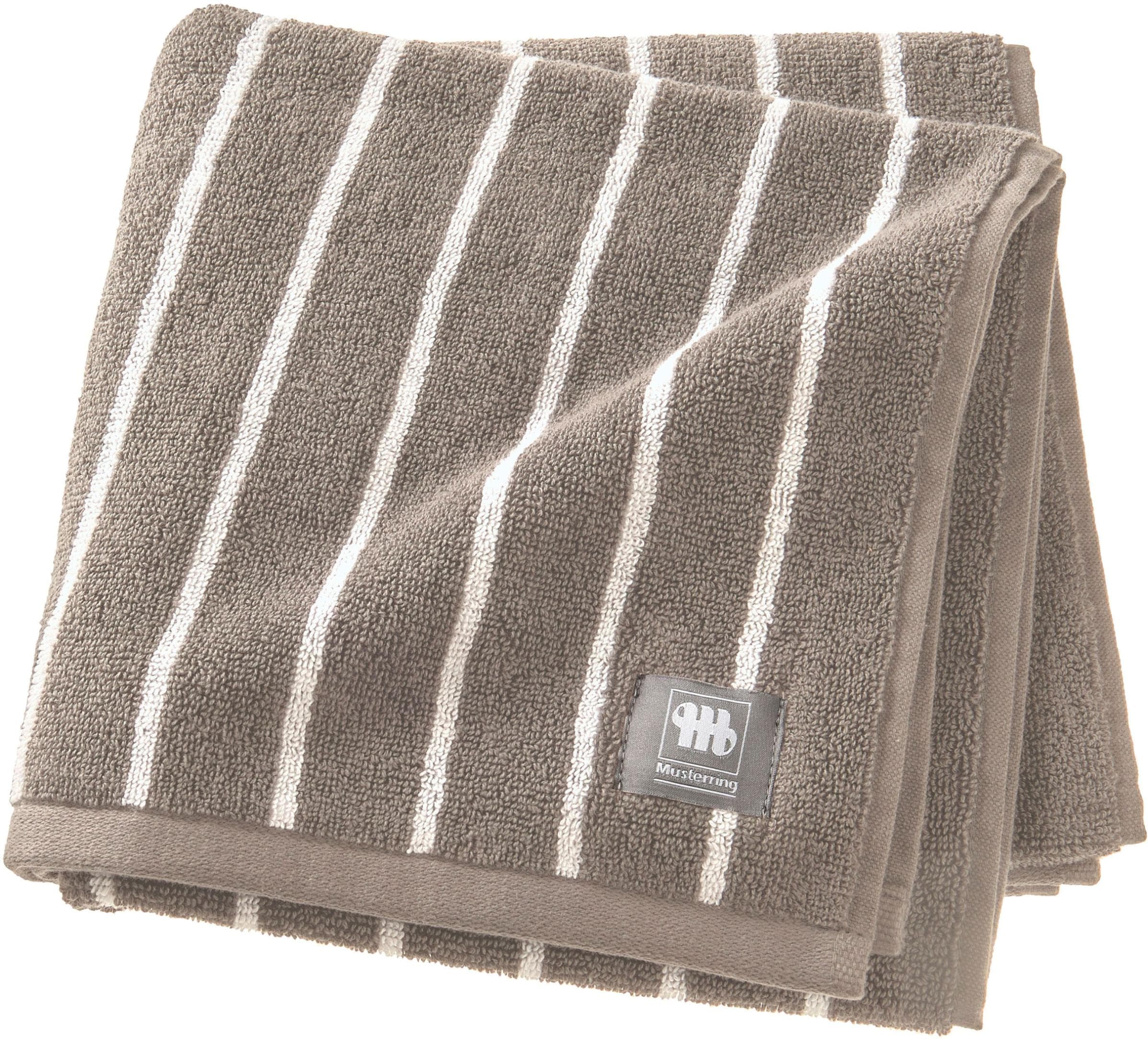 Musterring Jacquard Frottee Handtuch Needlestripe Grau Baumwolle