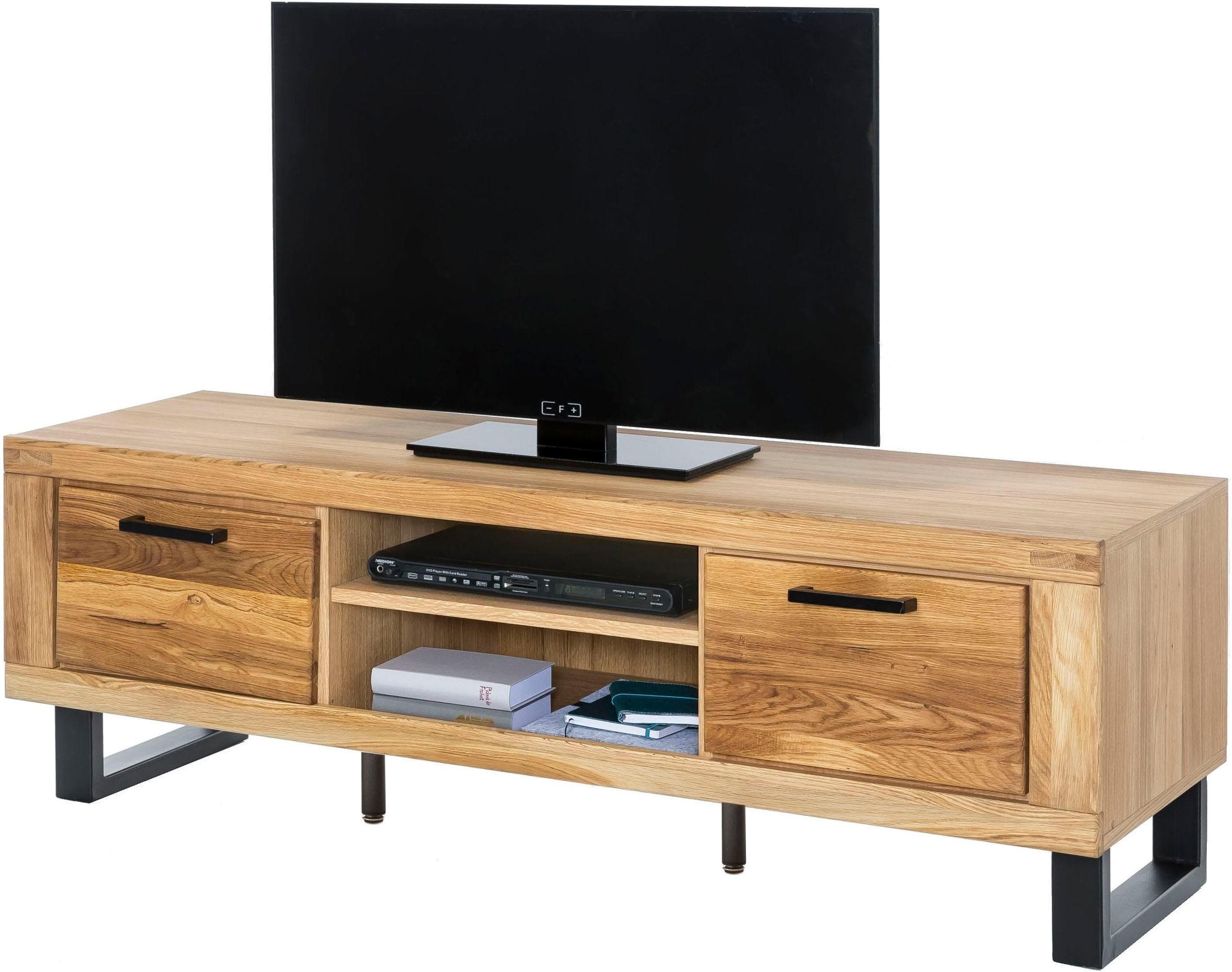 Home affaire Lowboard Industriestil Teilmassiv Eiche Schwarz