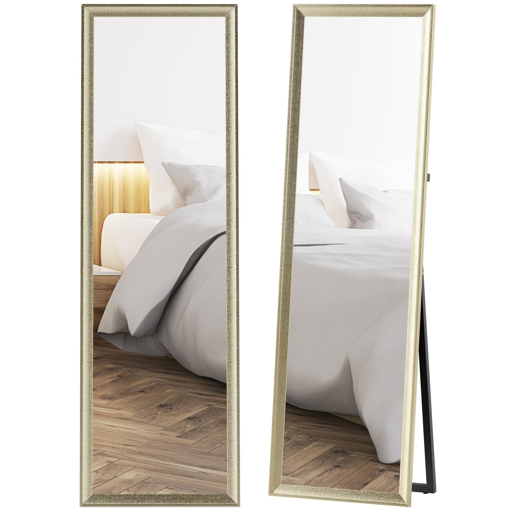 HOMCOM Ganzkörperspiegel PS, Hartglas Gold