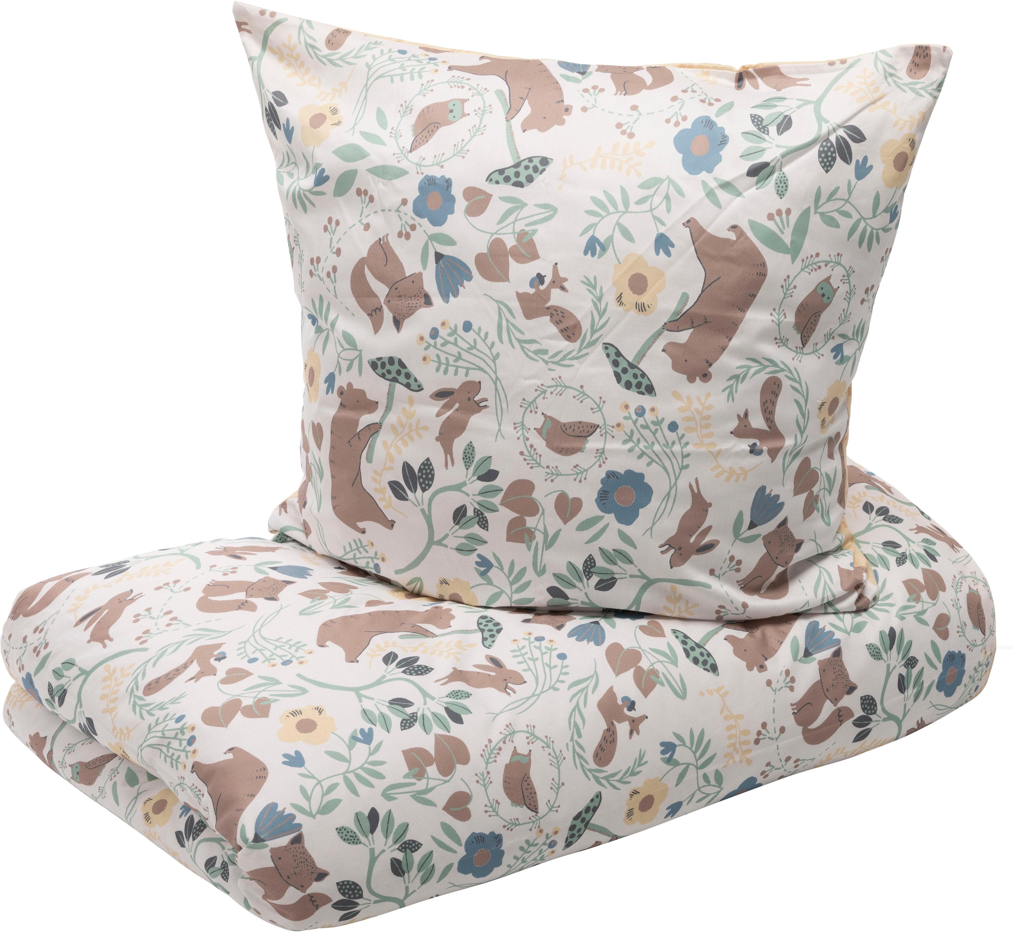 s.Oliver Junior Wendebettwäsche Waldtiere Satin Gelb Bunt