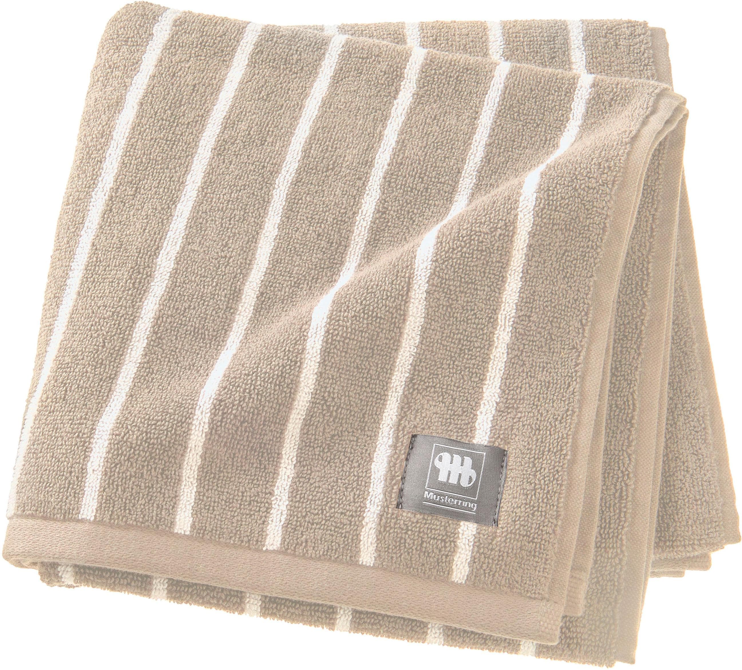 MUSTERRING Handtuch Needlestripe Beige Jacquard Baumwolle