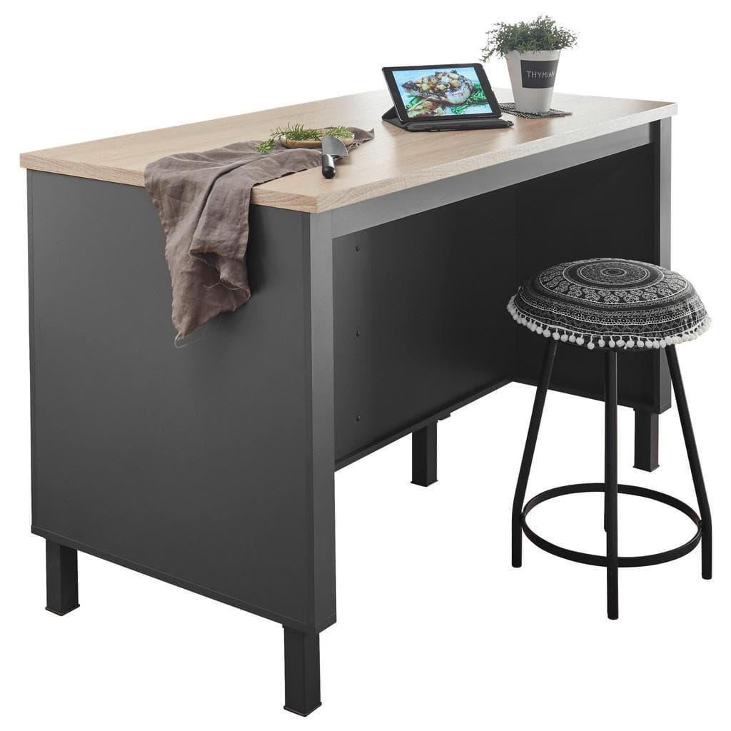 Anthrazit-Sonoma Eiche Kücheninsel mit Unterschrank | Bilberry Serie