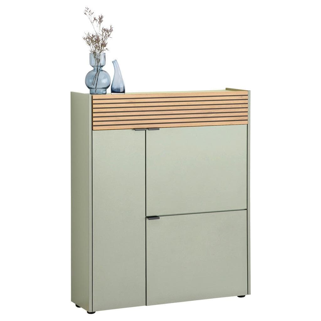 Voleo Schuhschrank Grün Eiche Metall 4 Fächer 1 Schublade