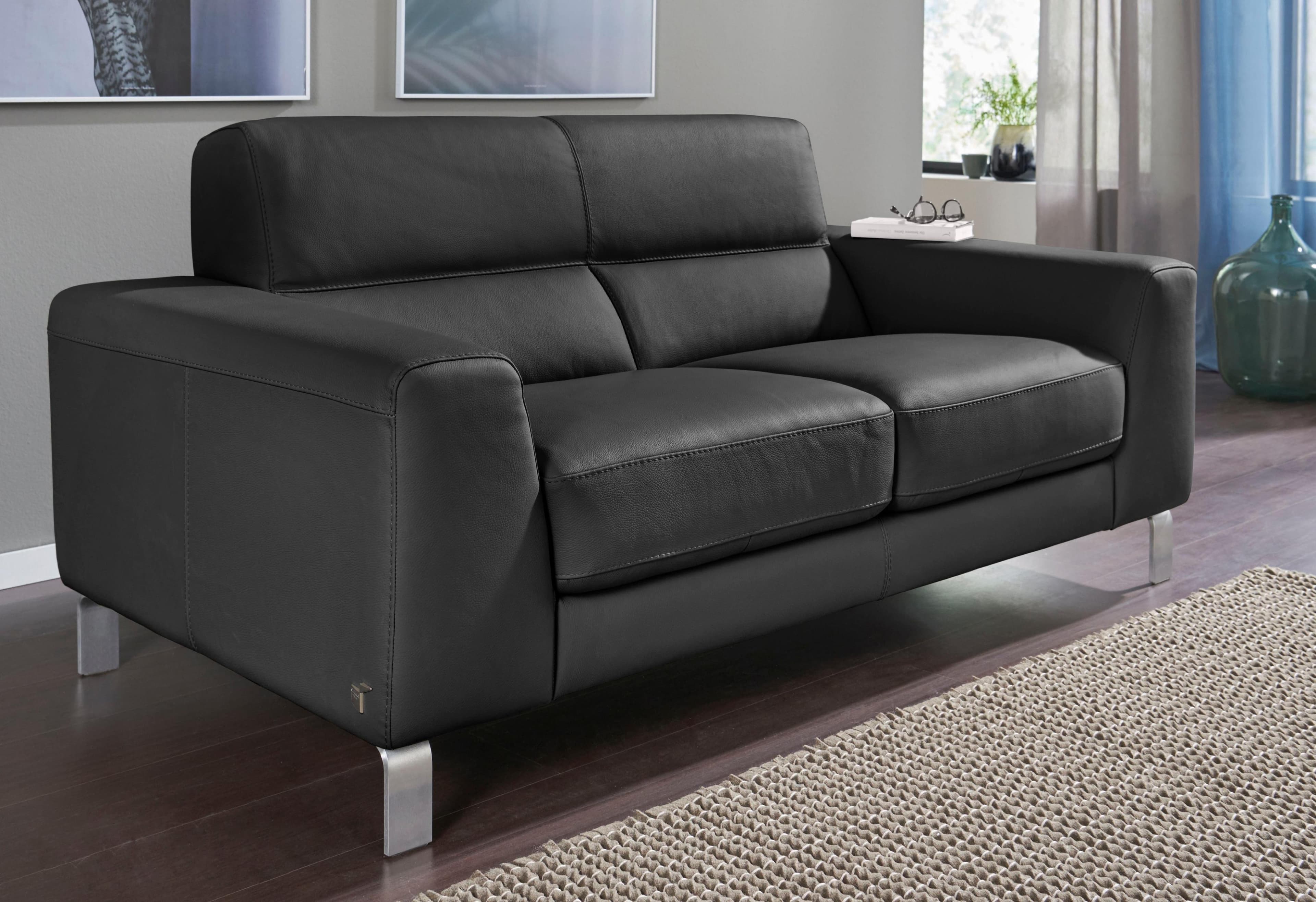 CALIA ITALIA Sofa Simon 2,5-Sitzer Schwarz Leder Modern