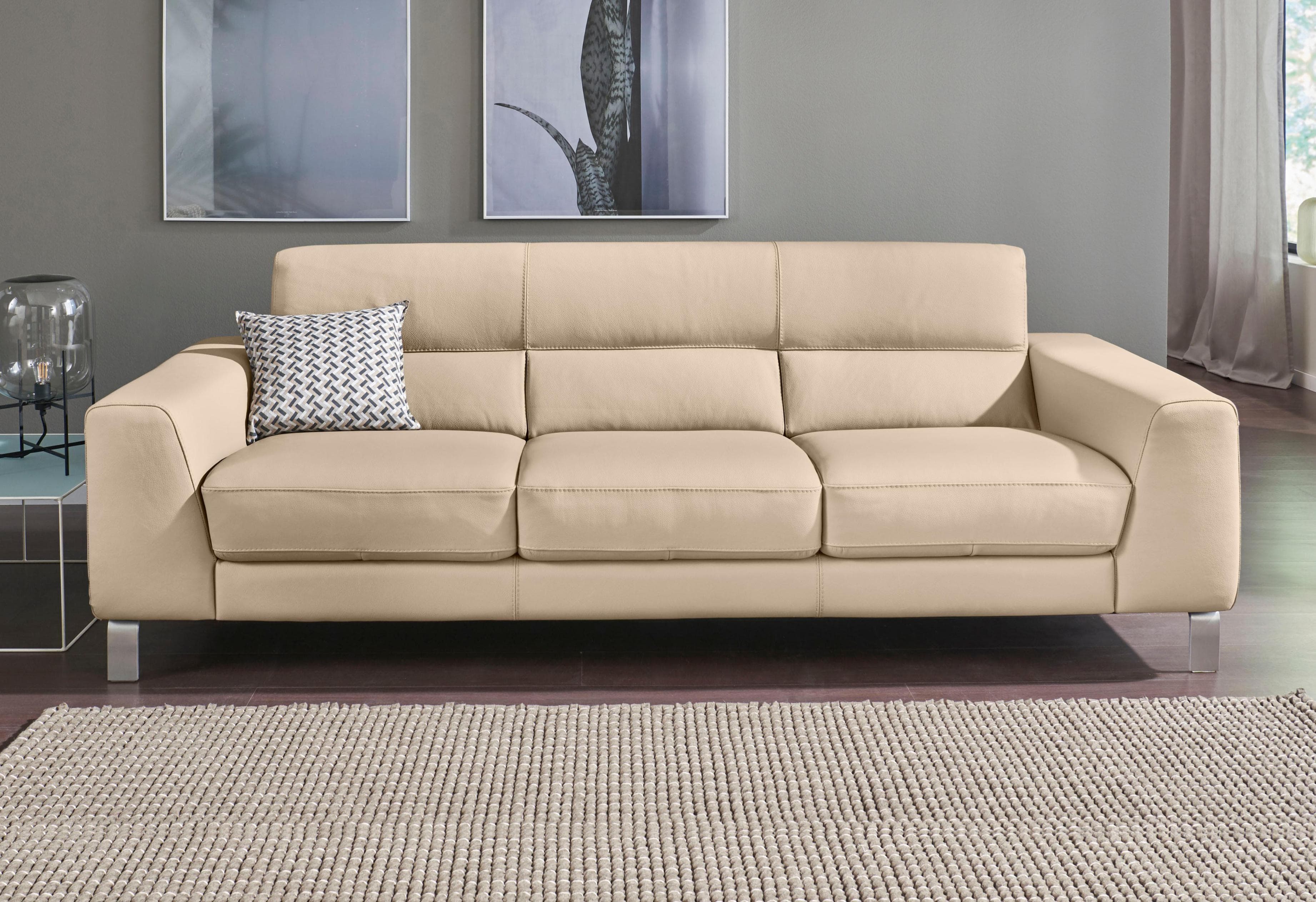 CALIA ITALIA Sofa Simon 3-Sitzer Beige Leder