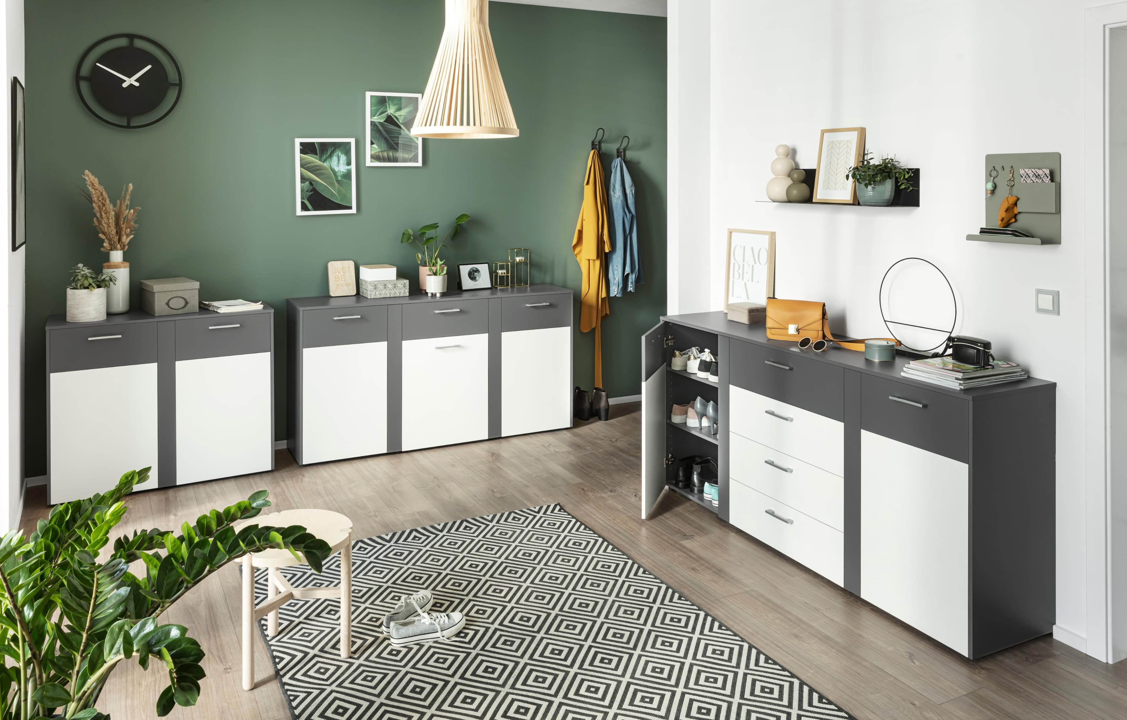 VOGL MÖBELFABRIK Tirent Kommode 4 Schubkästen Graphit Weiß