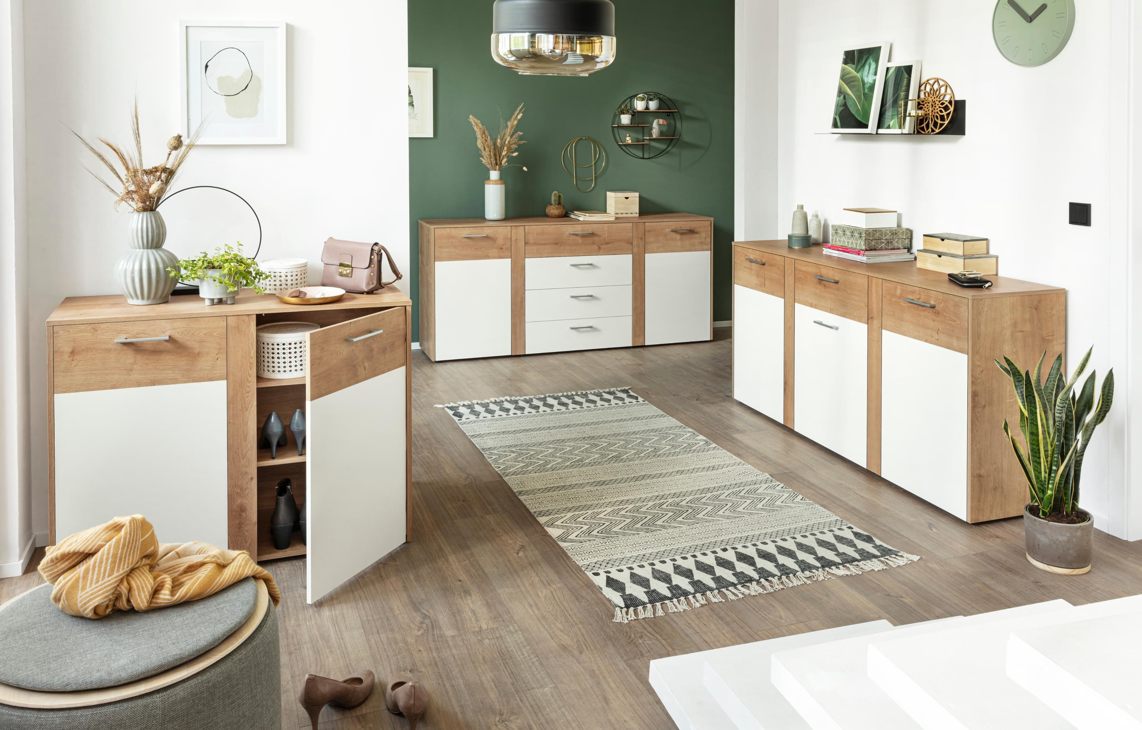 VOGL MÖBELFABRIK Kommode Tirent Eiche/Weiß mit 4 Schubkästen