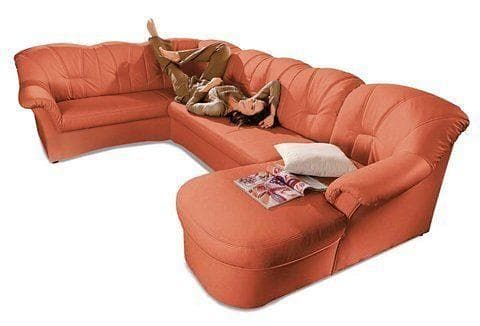 DOMO COLLECTION Wohnlandschaft Papenburg U-Form Terrakotta Microfaser