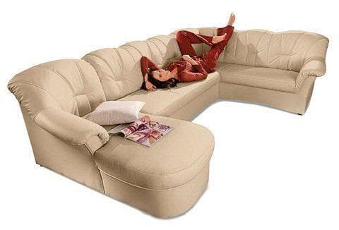 DOMO COLLECTION Papenburg Wohnlandschaft U-Form Beige Luxus-Microfaser