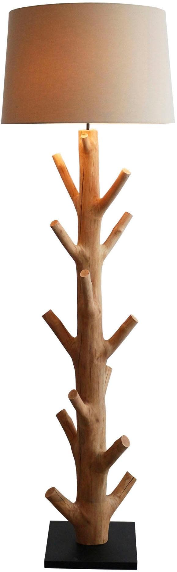 SALESFEVER Stehlampe Tahlia Treibholz Leinen Schwarz Weiß