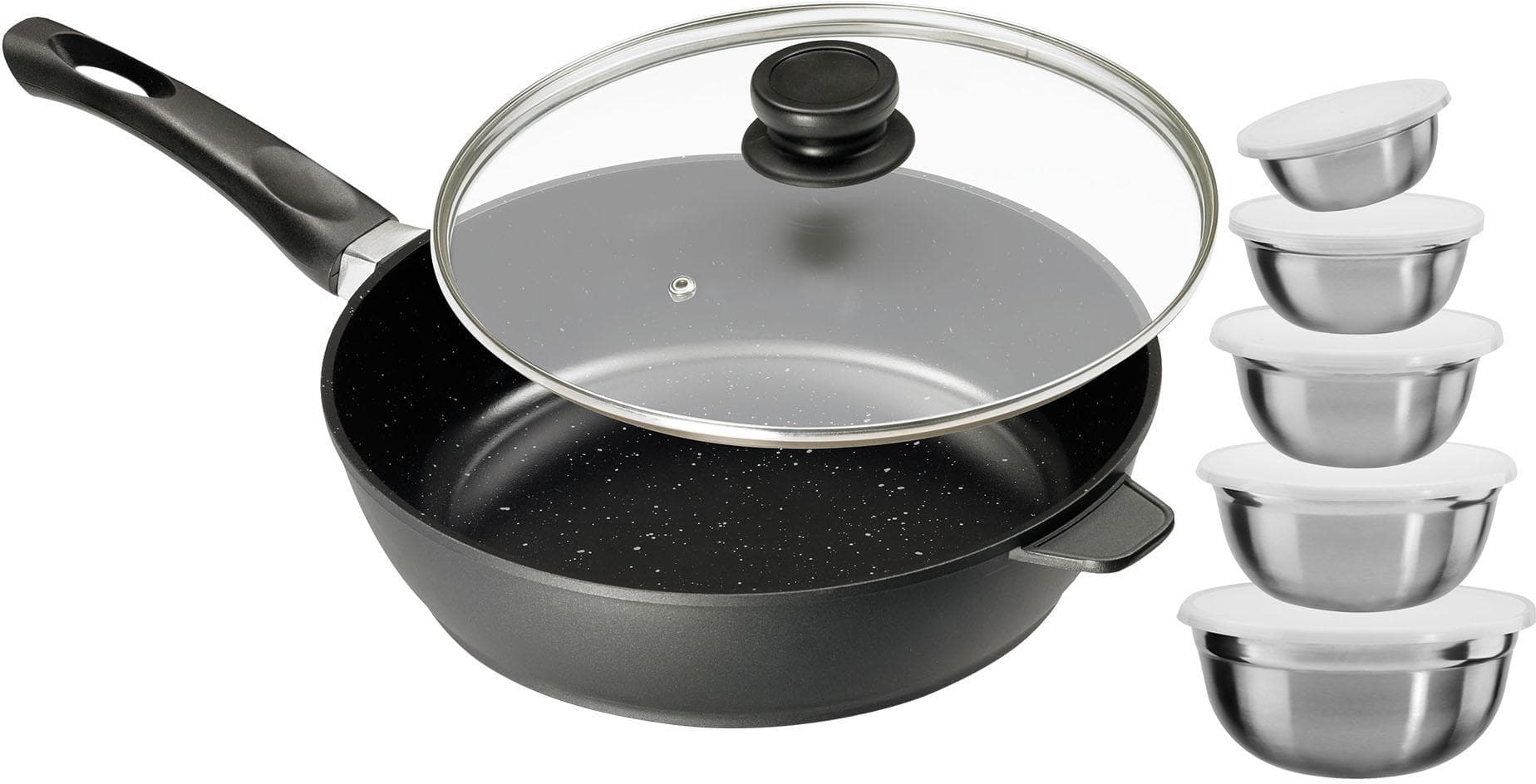 Rote Bratpfanne aus Aluminiumguss mit Keramikbeschichtung, 28 cm