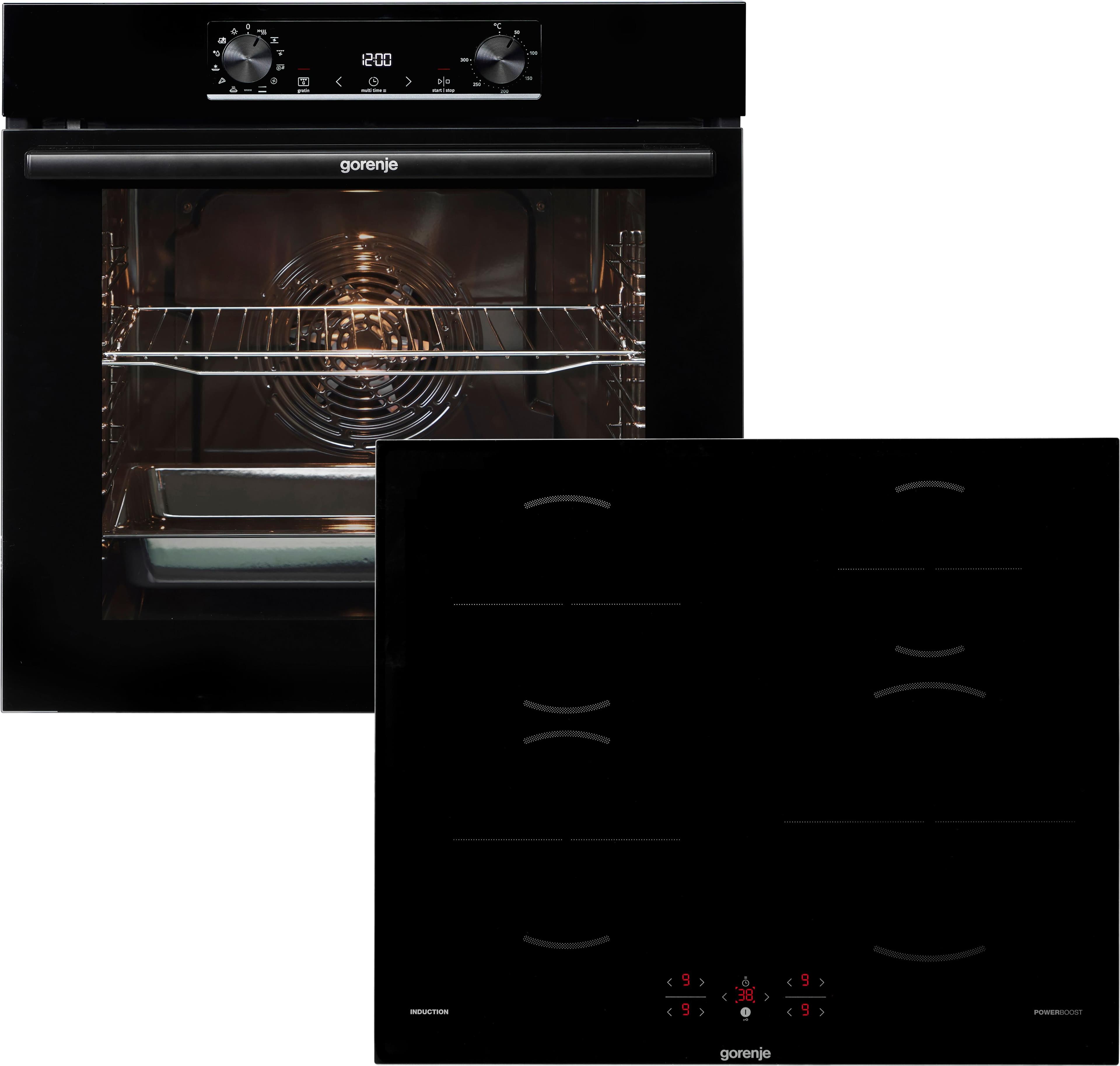 GORENJE Backofen-Set "JUMP SET PYRO/I" Schwarz Pyrolyse