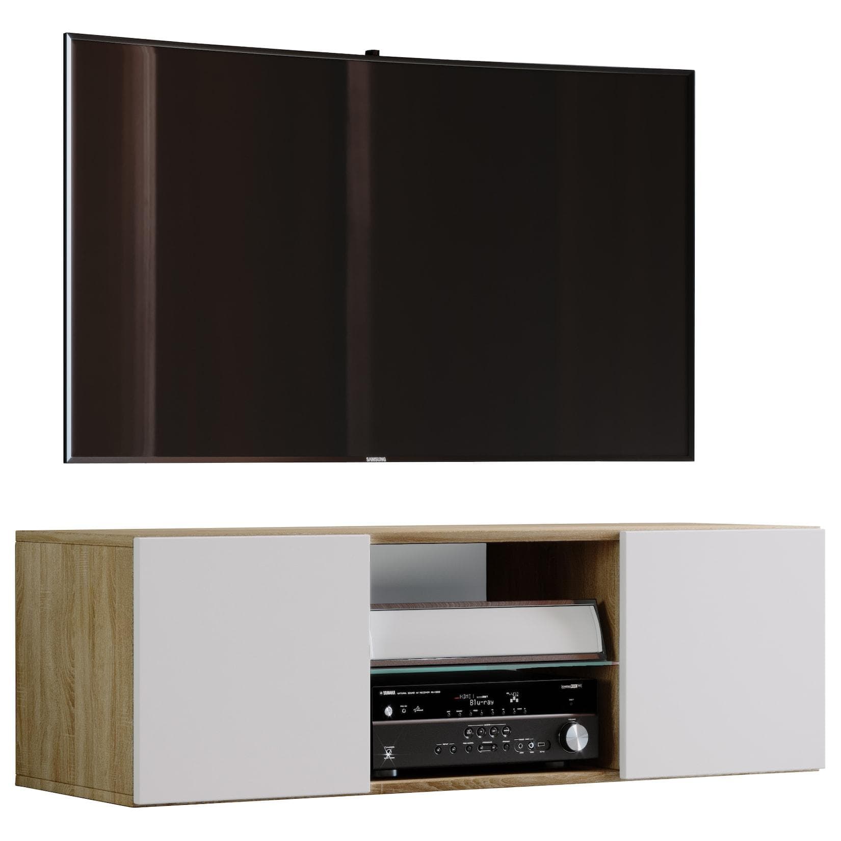 VCM TV-Lowboard Jusa 95cm Braun Wandmontage Glas