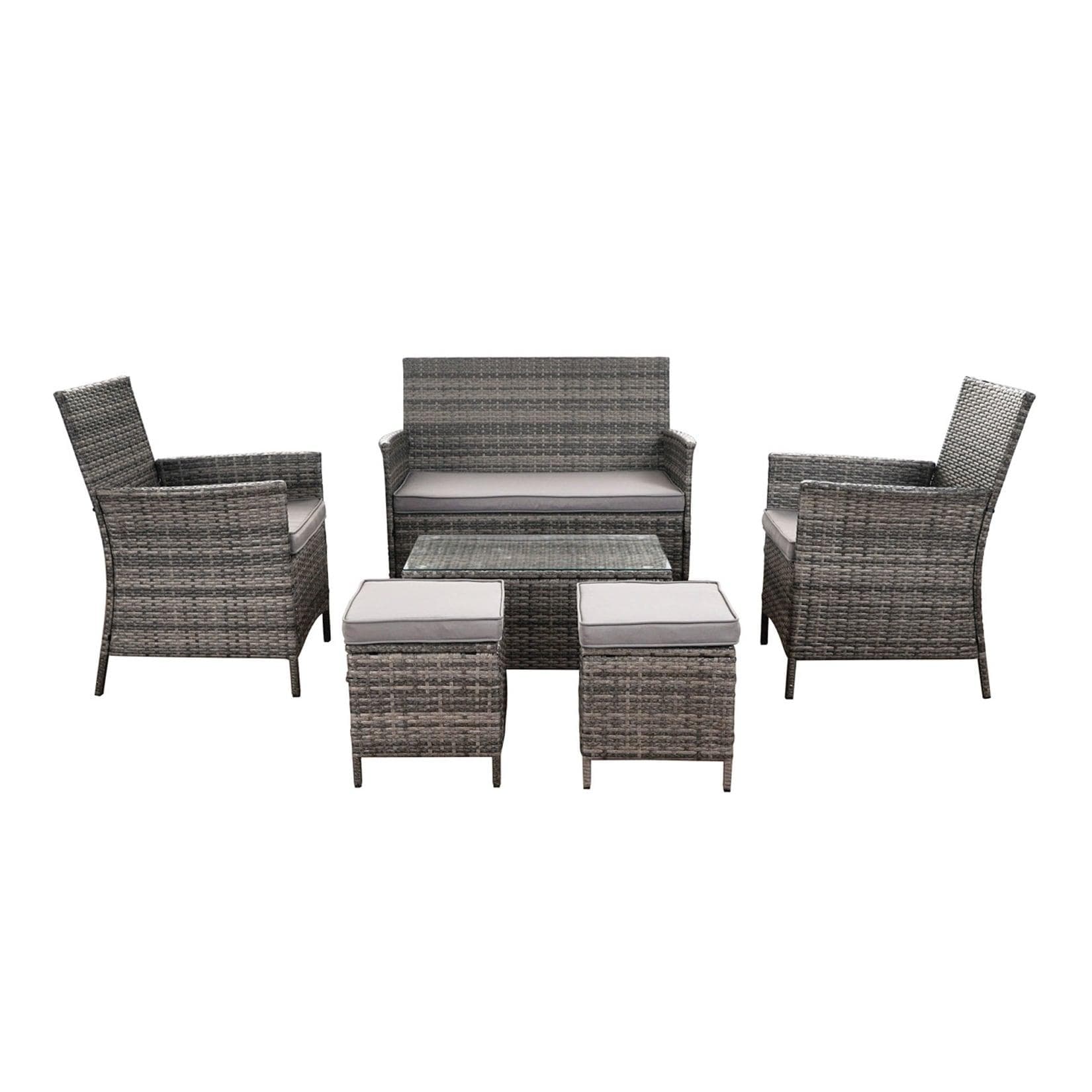 GARMIO® ASTI Rattan Sitzgruppe 6-teilig Polyrattan Gartenmöbel Set
