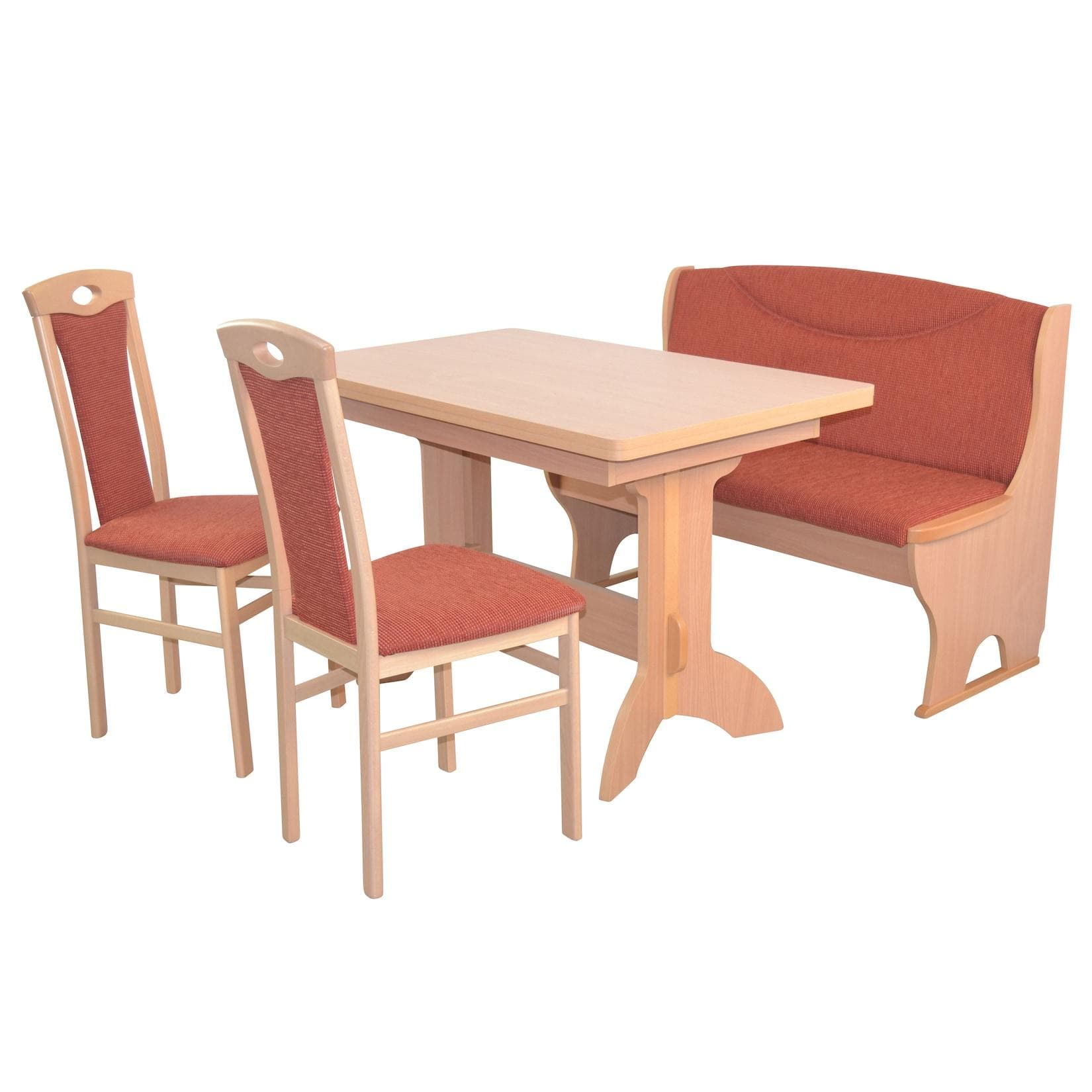 Moderne Sitzgruppe aus Holzwerkstoff und Massivholz